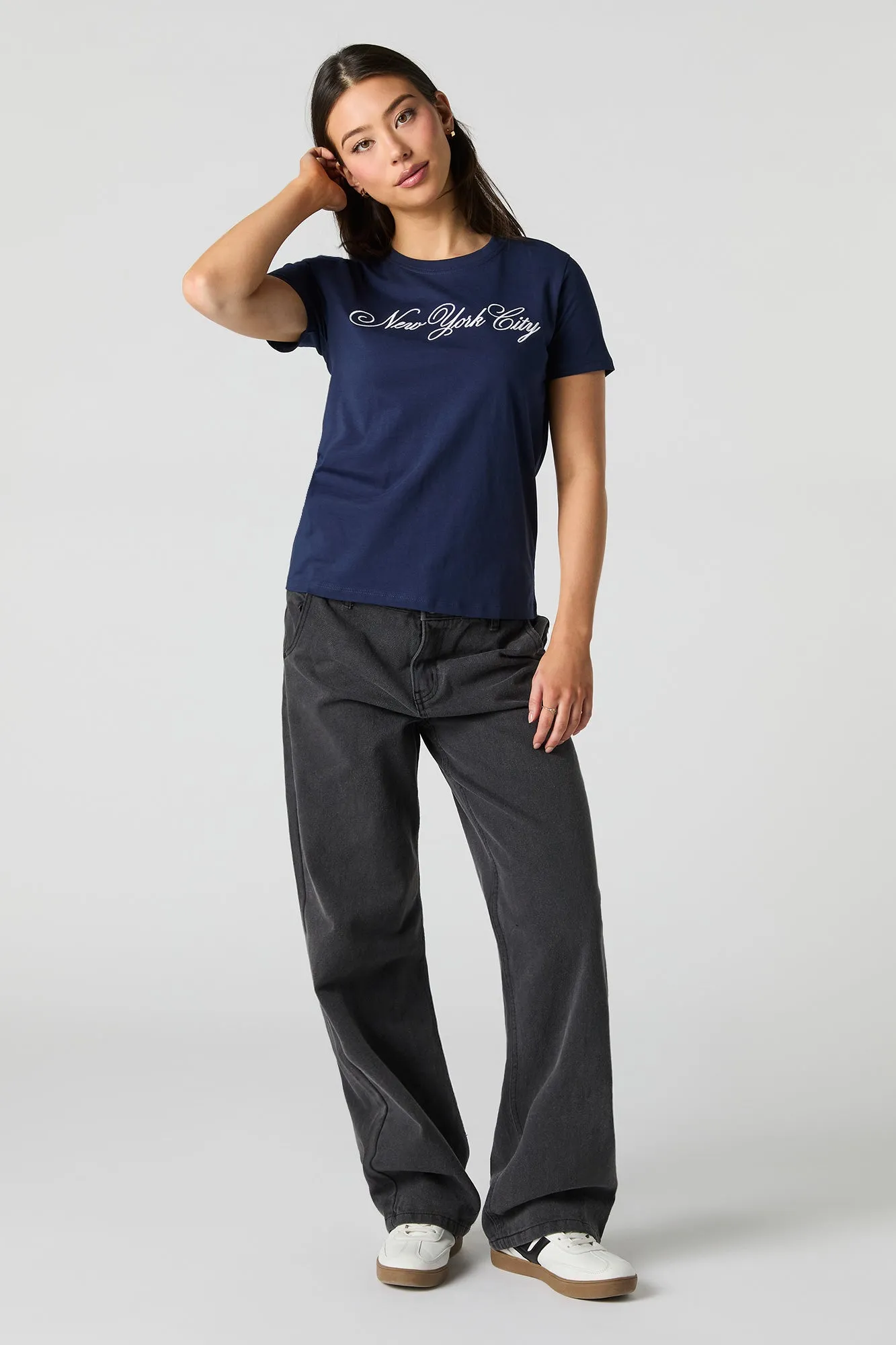 New York City Embroidered T-Shirt sold by Urban Planet product image thumbnail 2