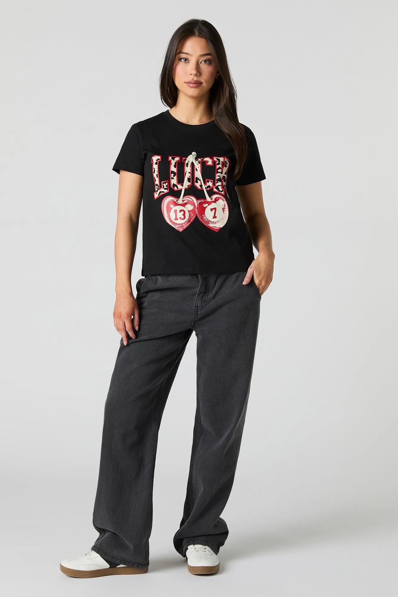 Luck Cherries Graphic T-Shirt sold by Urban Planet product image thumbnail 2