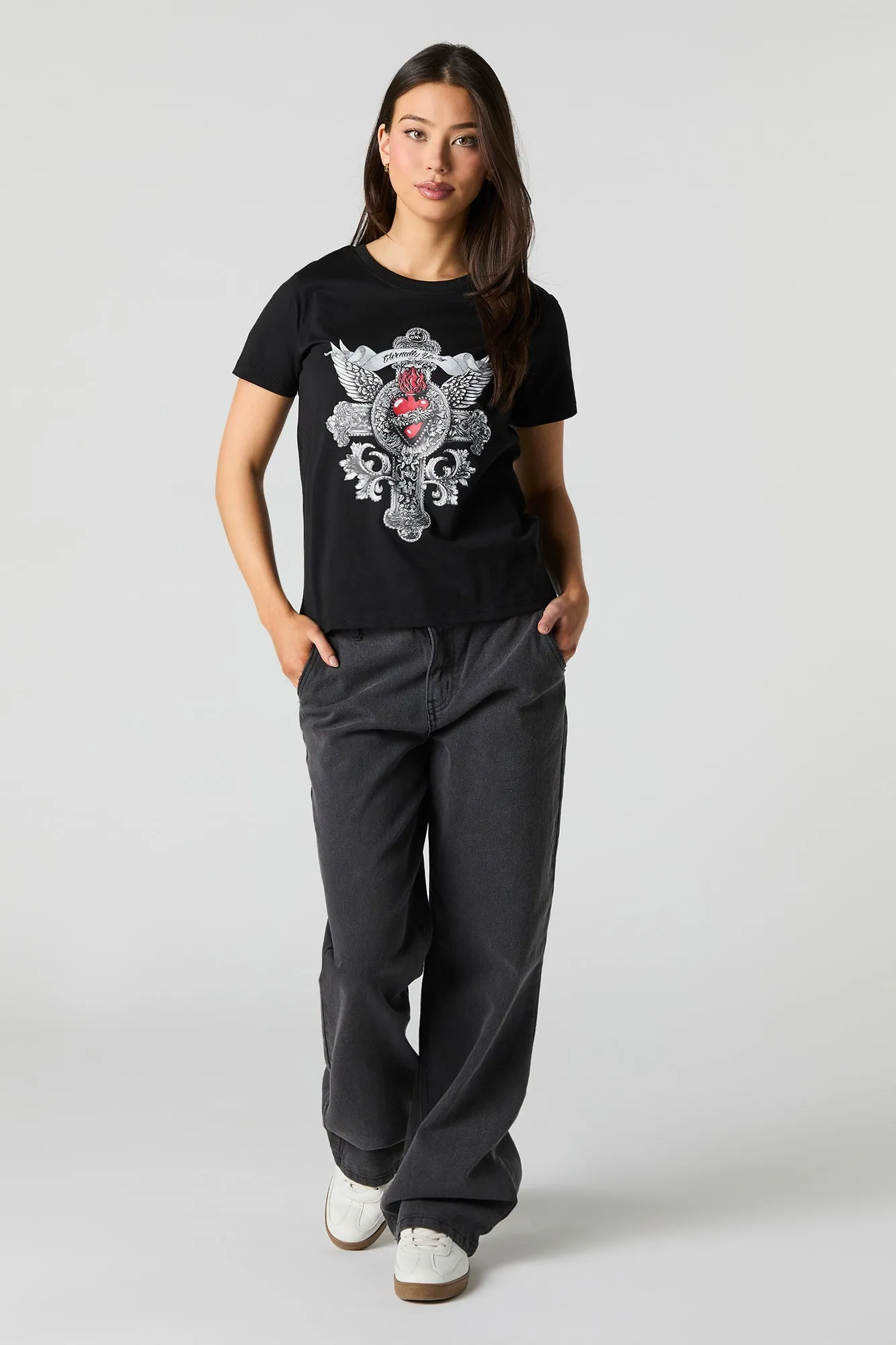 T-shirt à imprimé Eternally Yours avec pierres du Rhin sold by Urban Planet product image thumbnail 2