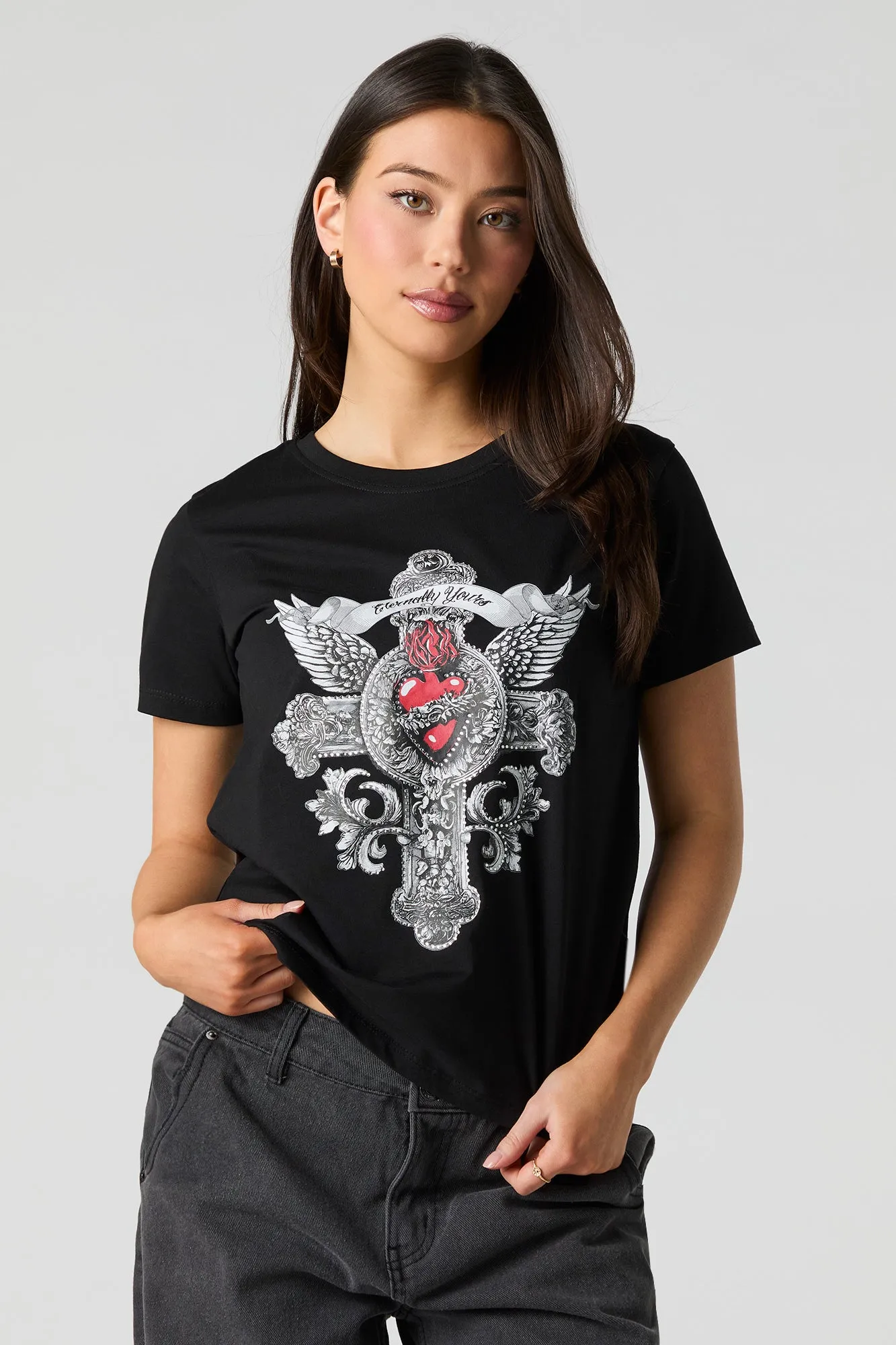 T-shirt à imprimé Eternally Yours avec pierres du Rhin sold by Urban Planet