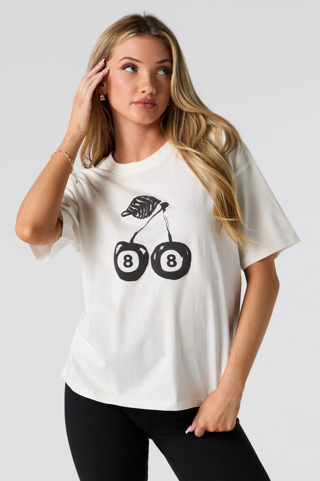 Cherry 8 Ball Puff Print T-Shirt sold by Urban Planet product image thumbnail 4