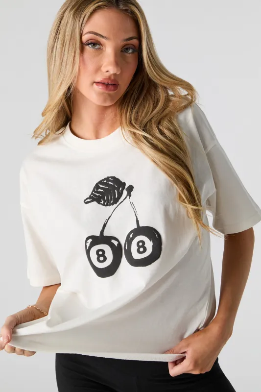Cherry 8 Ball Puff Print T-Shirt sold by Urban Planet