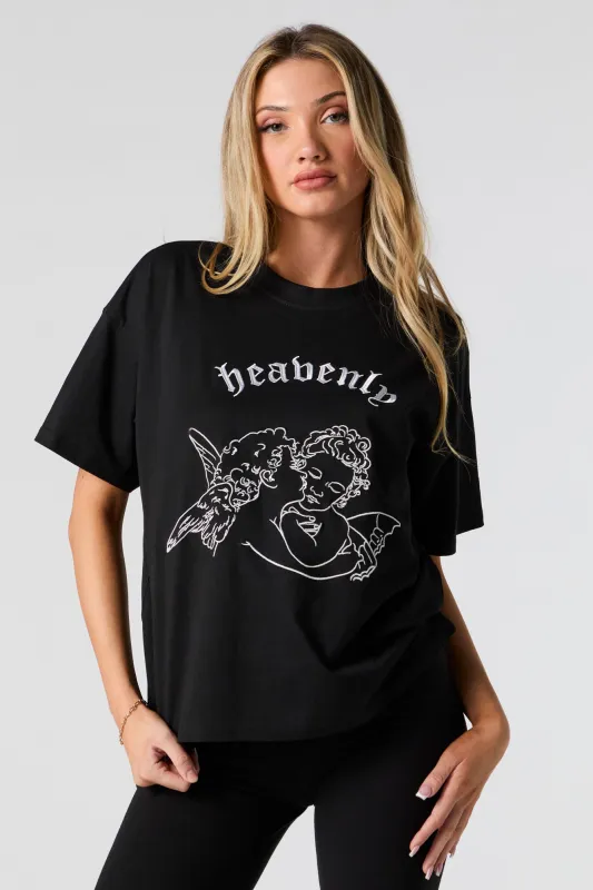 Heavenly Embroidered Graphic T-Shirt sold by Urban Planet