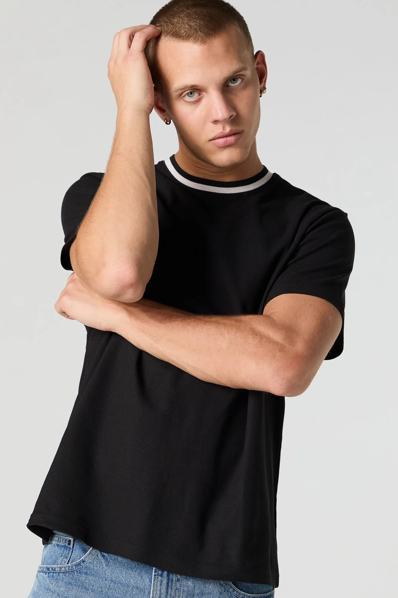 Textured Contrast Crewneck T-Shirt sold by Urban Planet product image thumbnail 4