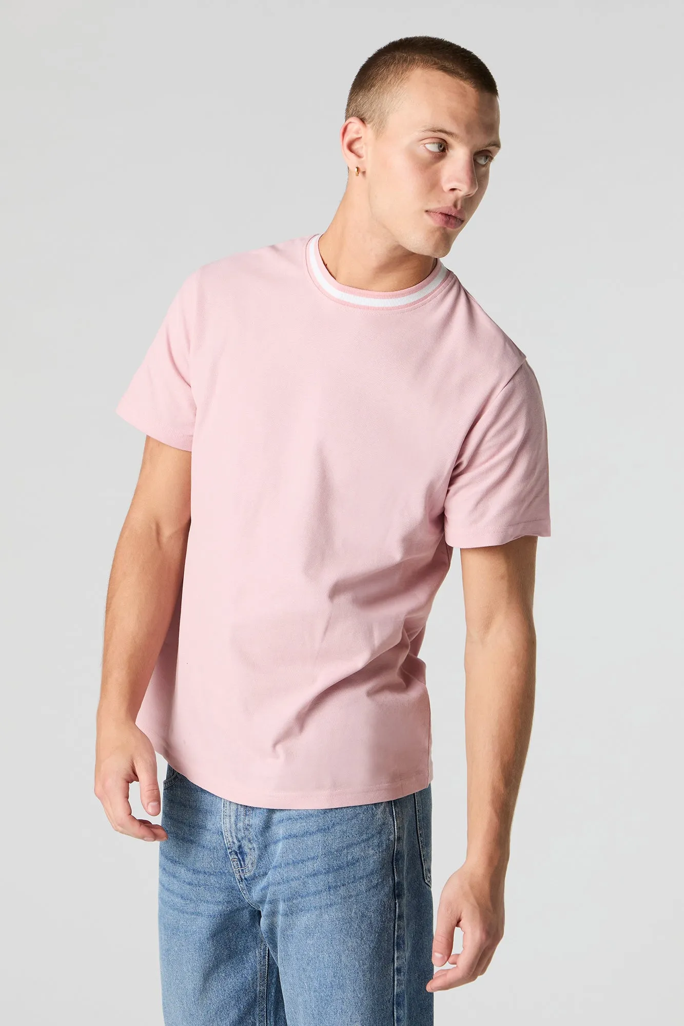 Textured Contrast Crewneck T-Shirt sold by Urban Planet