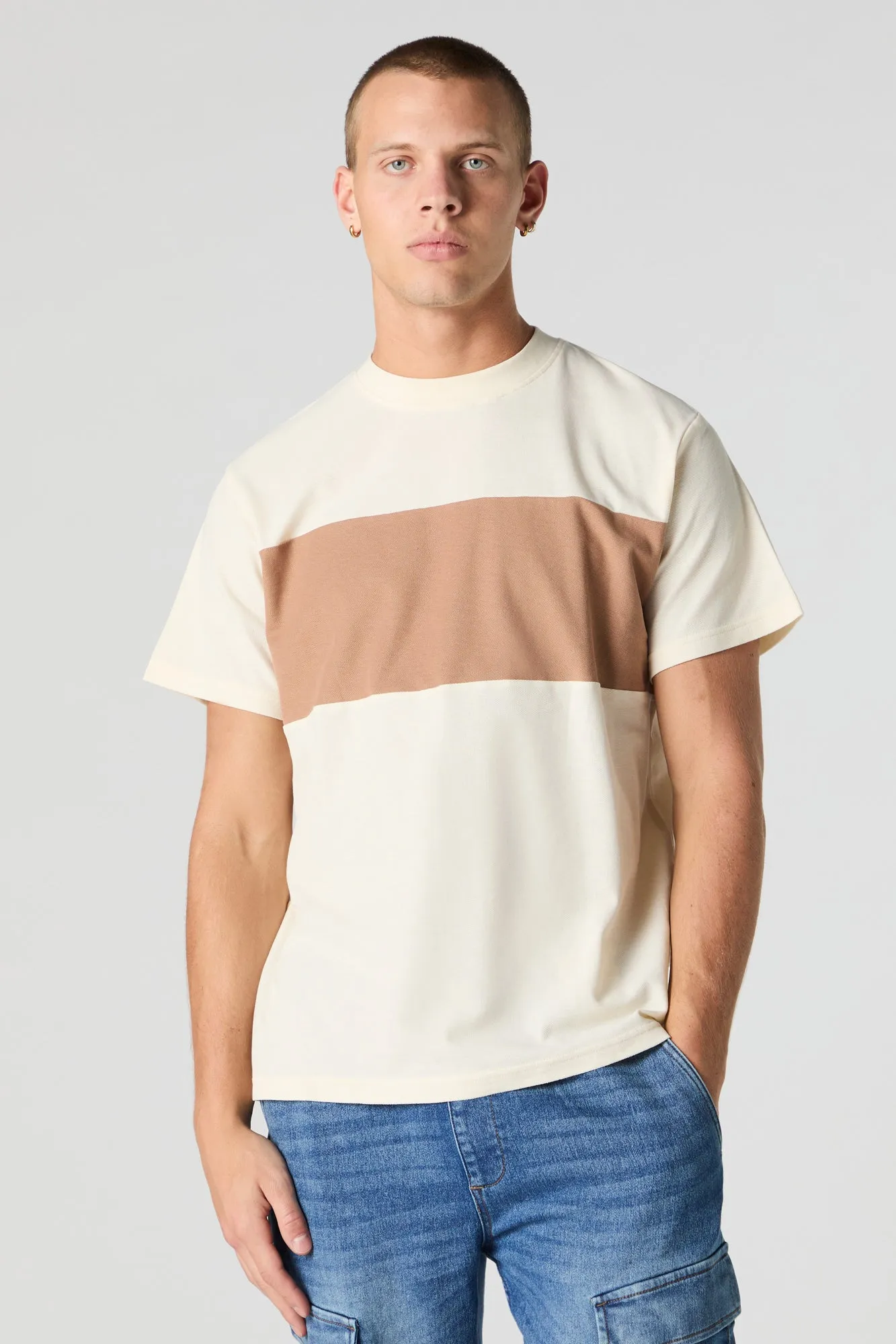 Textured Colourblock T-Shirt sold by Urban Planet