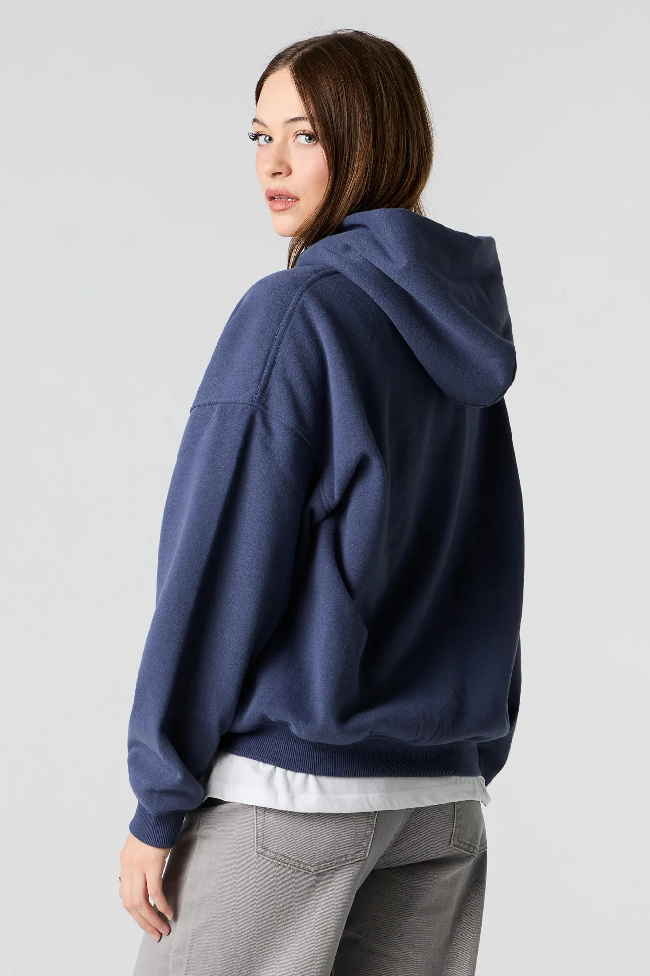 Oversized Solid Fleece Hoodie sold by Urban Planet product image thumbnail 2