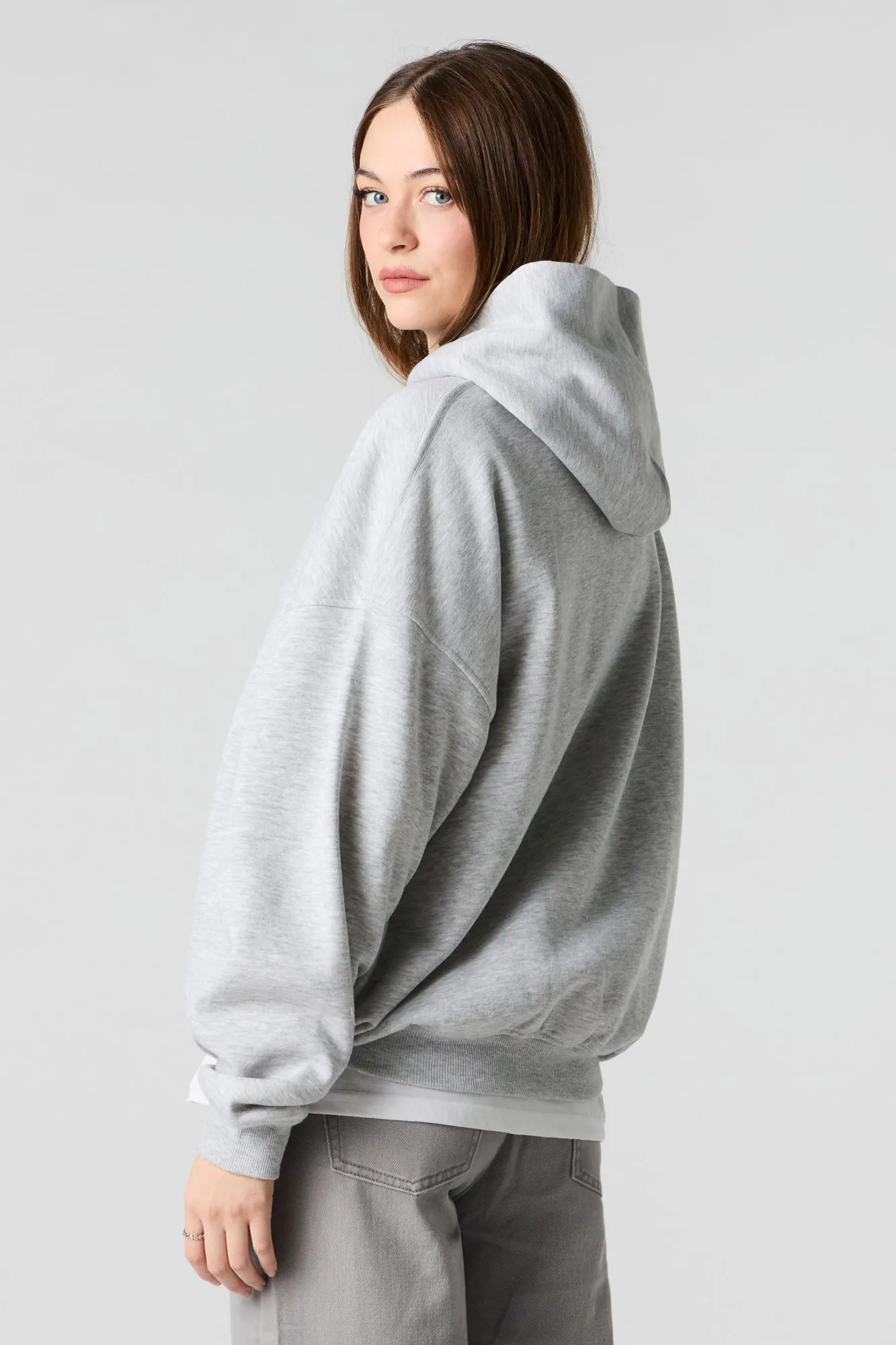 Oversized Solid Fleece Hoodie sold by Urban Planet product image thumbnail 5