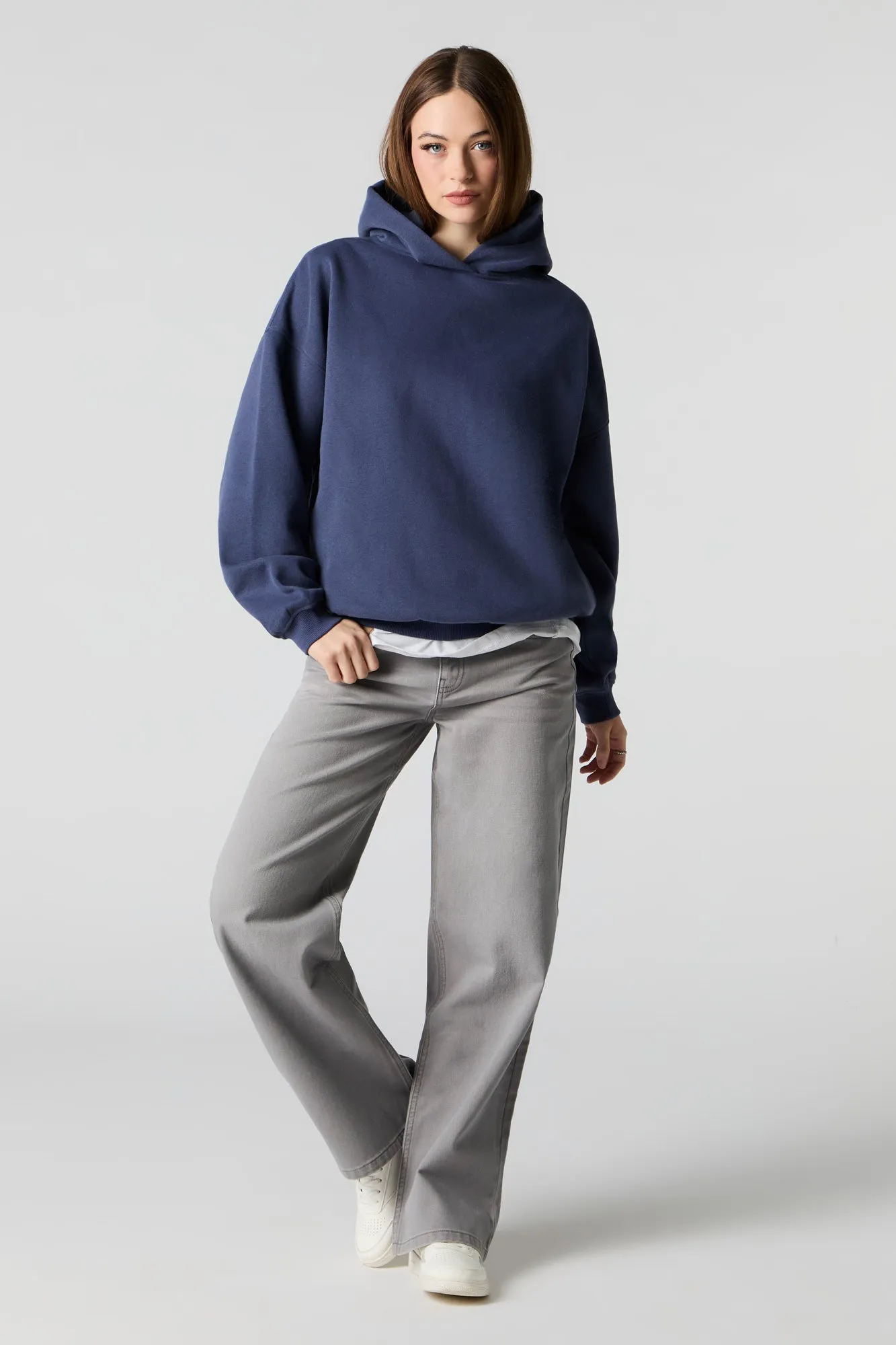 Oversized Solid Fleece Hoodie sold by Urban Planet product image thumbnail 3