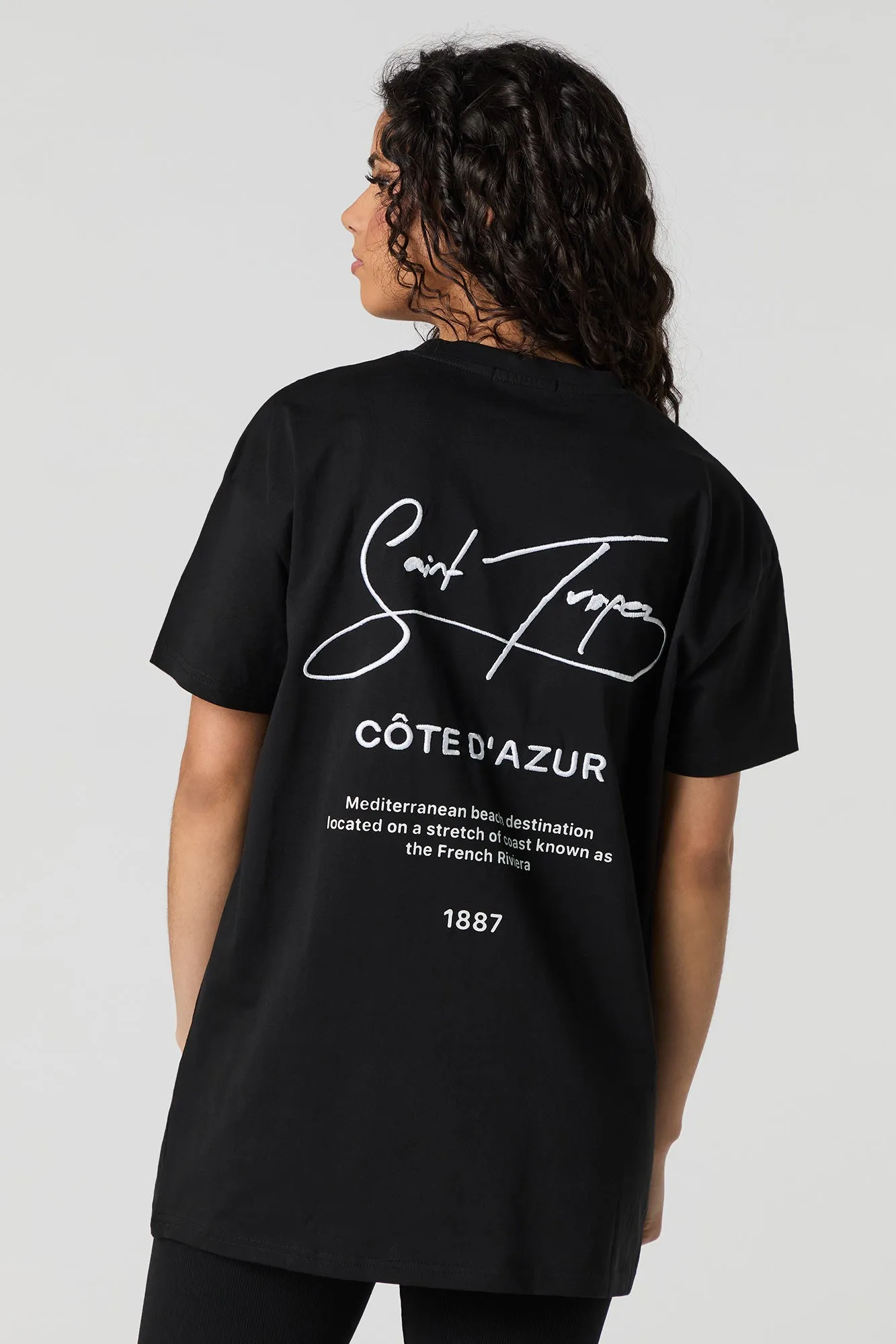Saint Tropez Embroidered Oversized T-Shirt sold by Urban Planet product image thumbnail 2