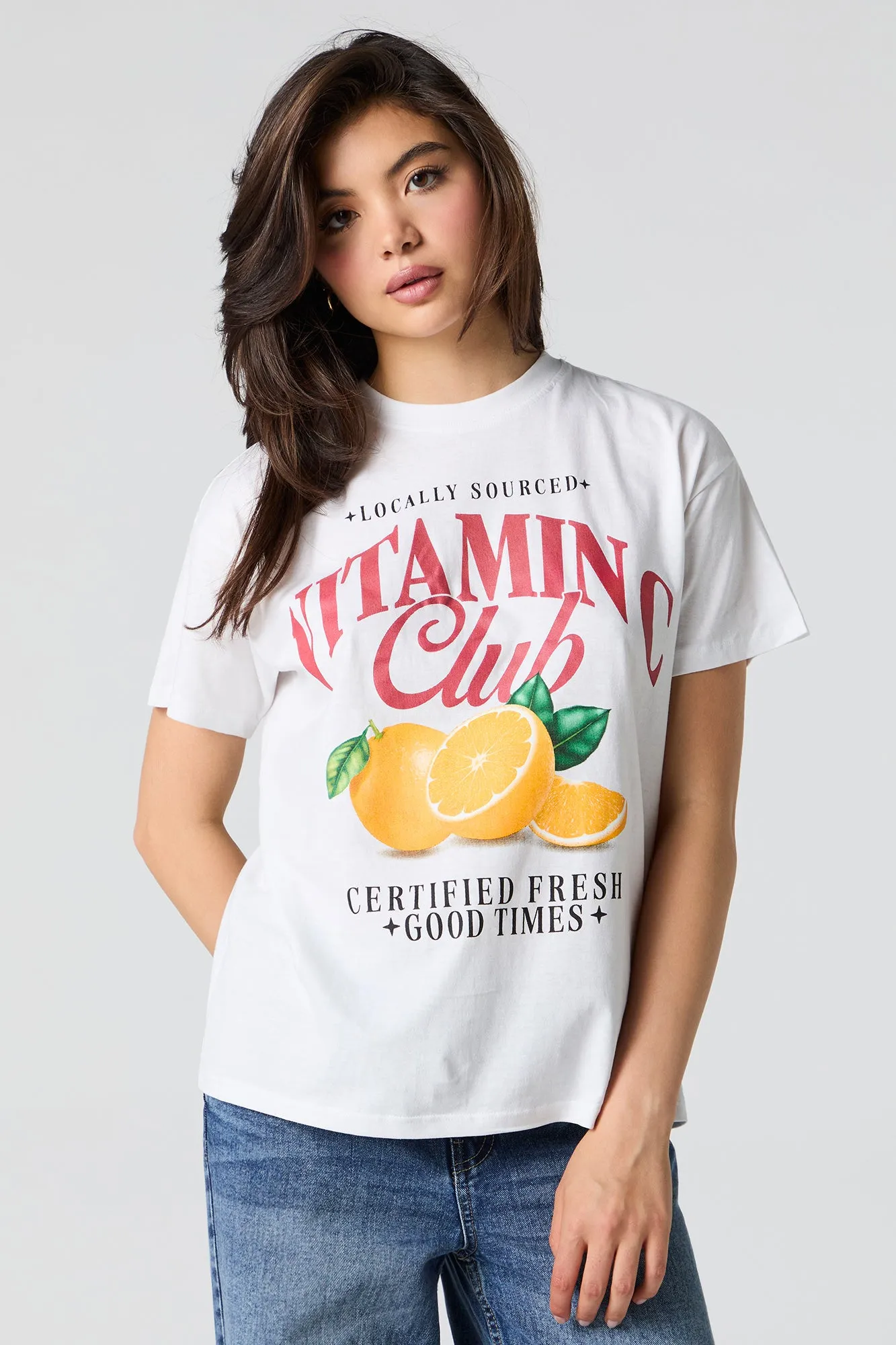 T-shirt coupe garçonne à imprimé Vitamin C sold by Urban Planet