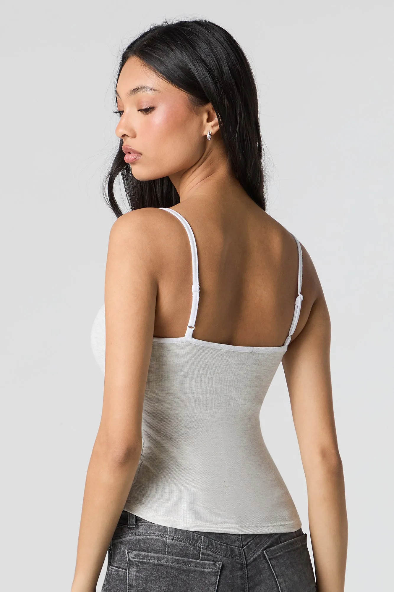 Ribbed Scoop Neck Cami with Built-in Cups sold by Urban Planet product image thumbnail 2