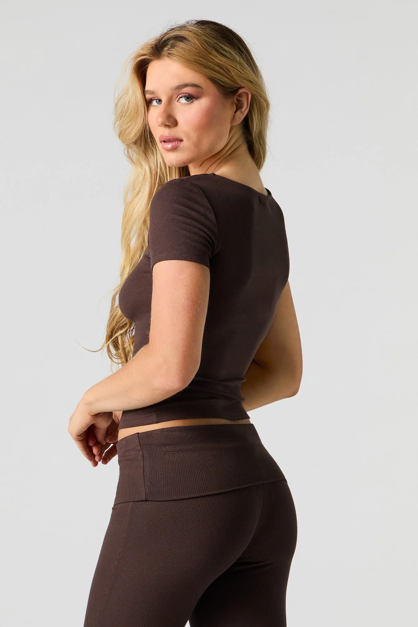 Ribbed Square Neck Cropped T-Shirt sold by Urban Planet product image thumbnail 2