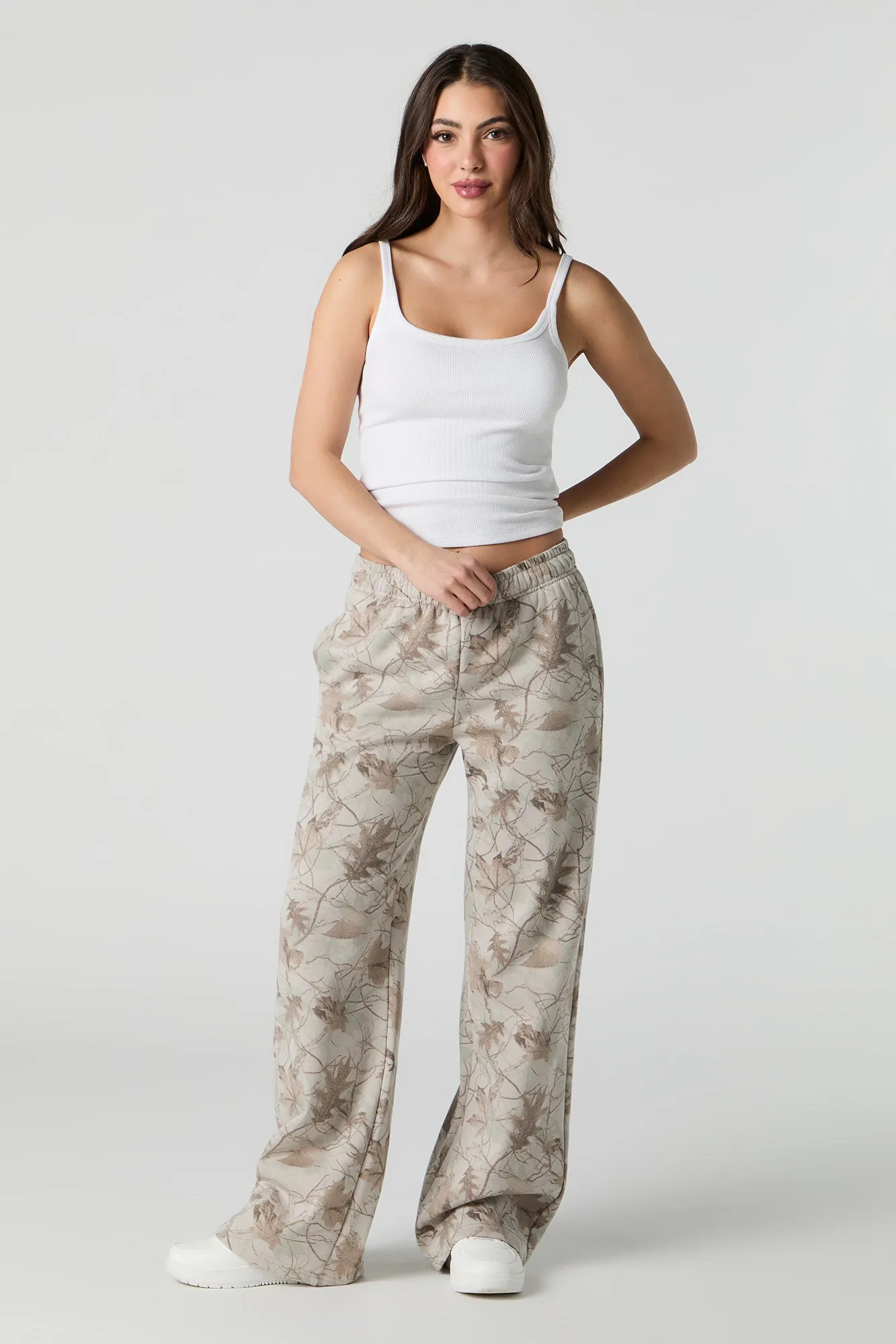 Fleece Camo Print Wide Leg Sweatpant sold by Urban Planet product image thumbnail 5
