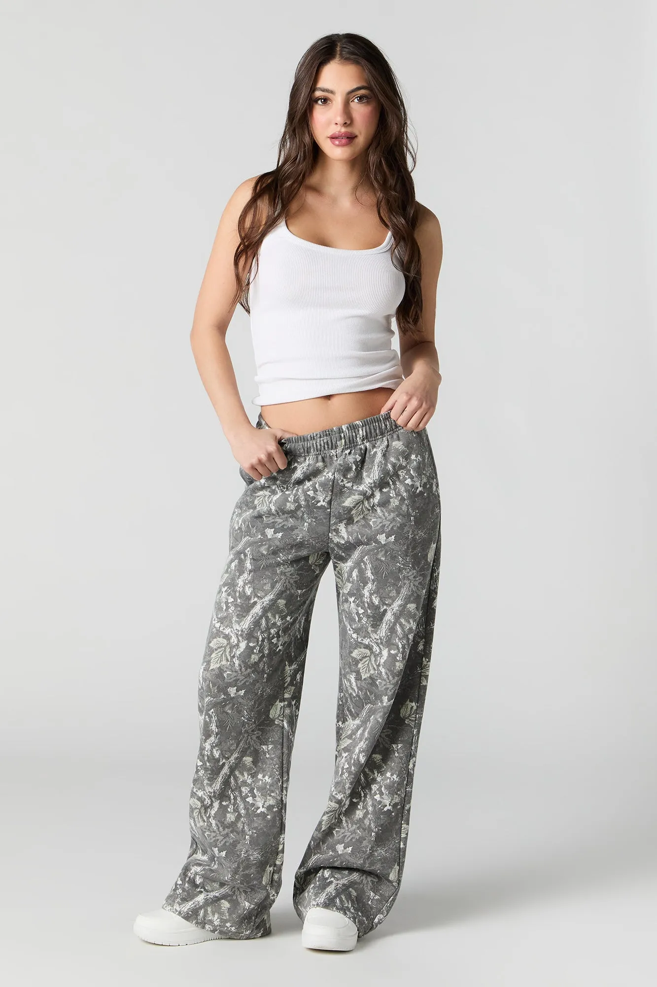 Fleece Camo Print Wide Leg Sweatpant sold by Urban Planet product image thumbnail 4