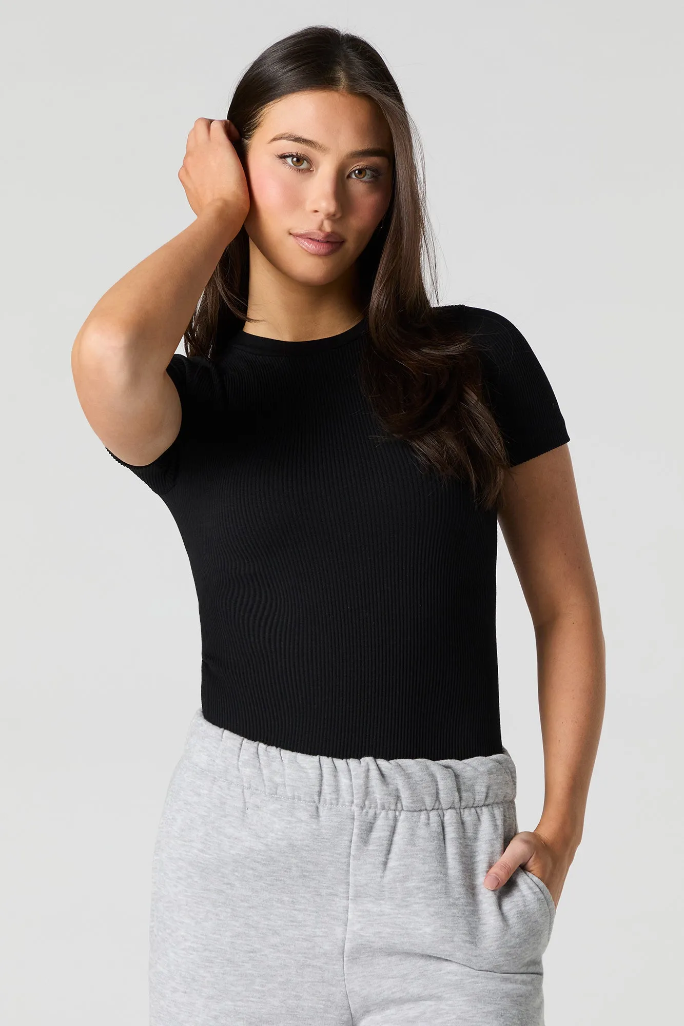 Seamless Ribbed Short Sleeve Bodysuit sold by Urban Planet product image thumbnail 5