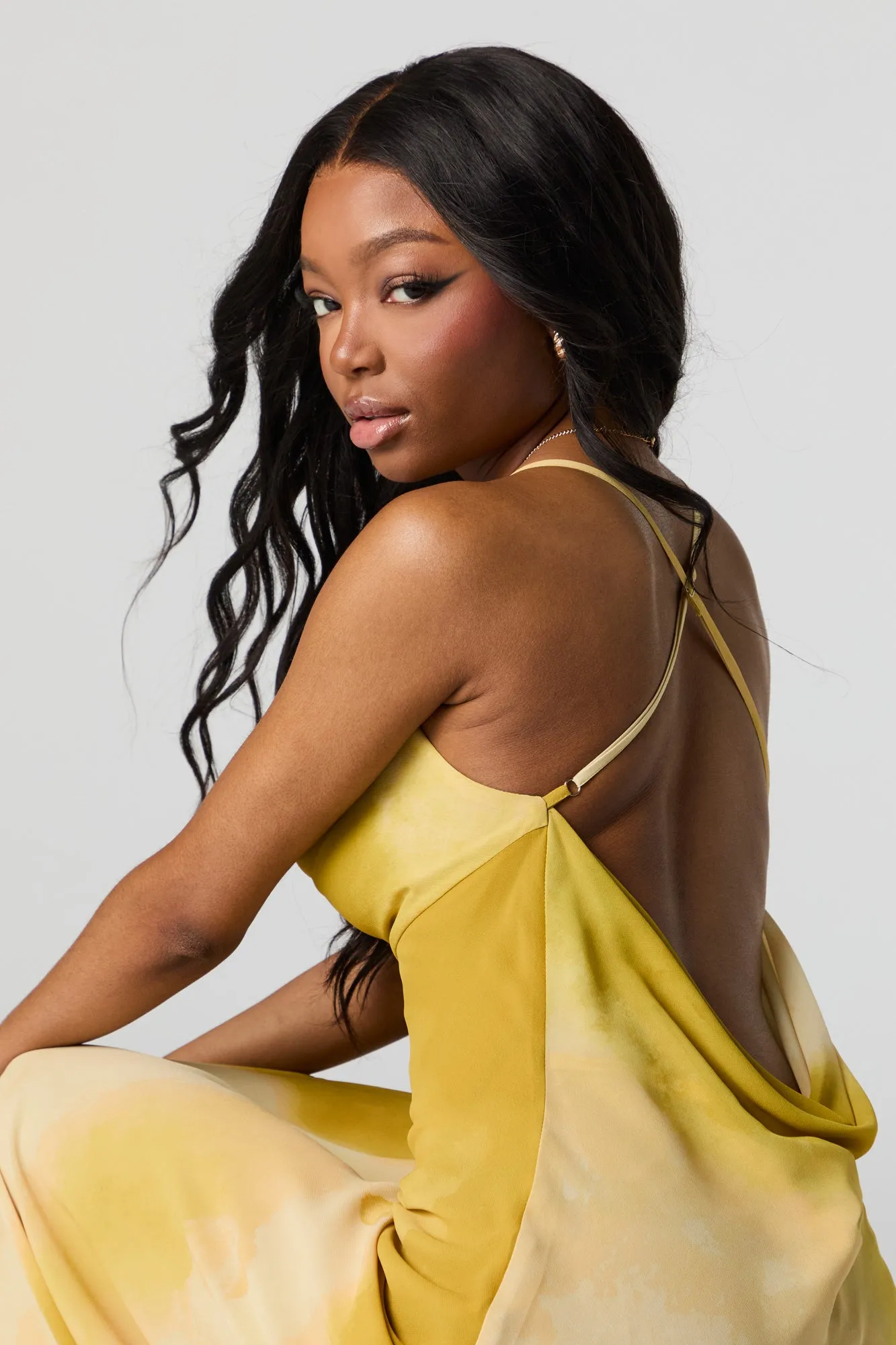 Chiffon Cowl Neck Open Back Maxi Dress sold by Urban Planet