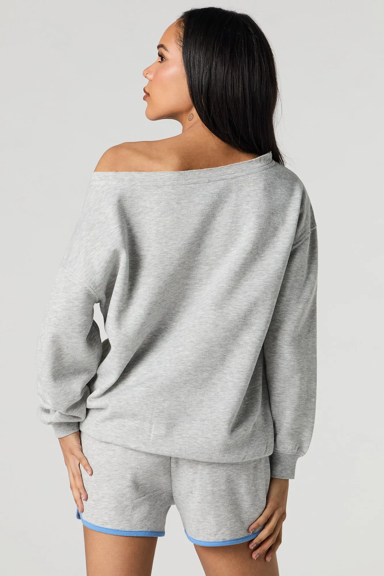 Stitch Graphic Fleece Off Shoulder Sweatshirt sold by Urban Planet product image thumbnail 2