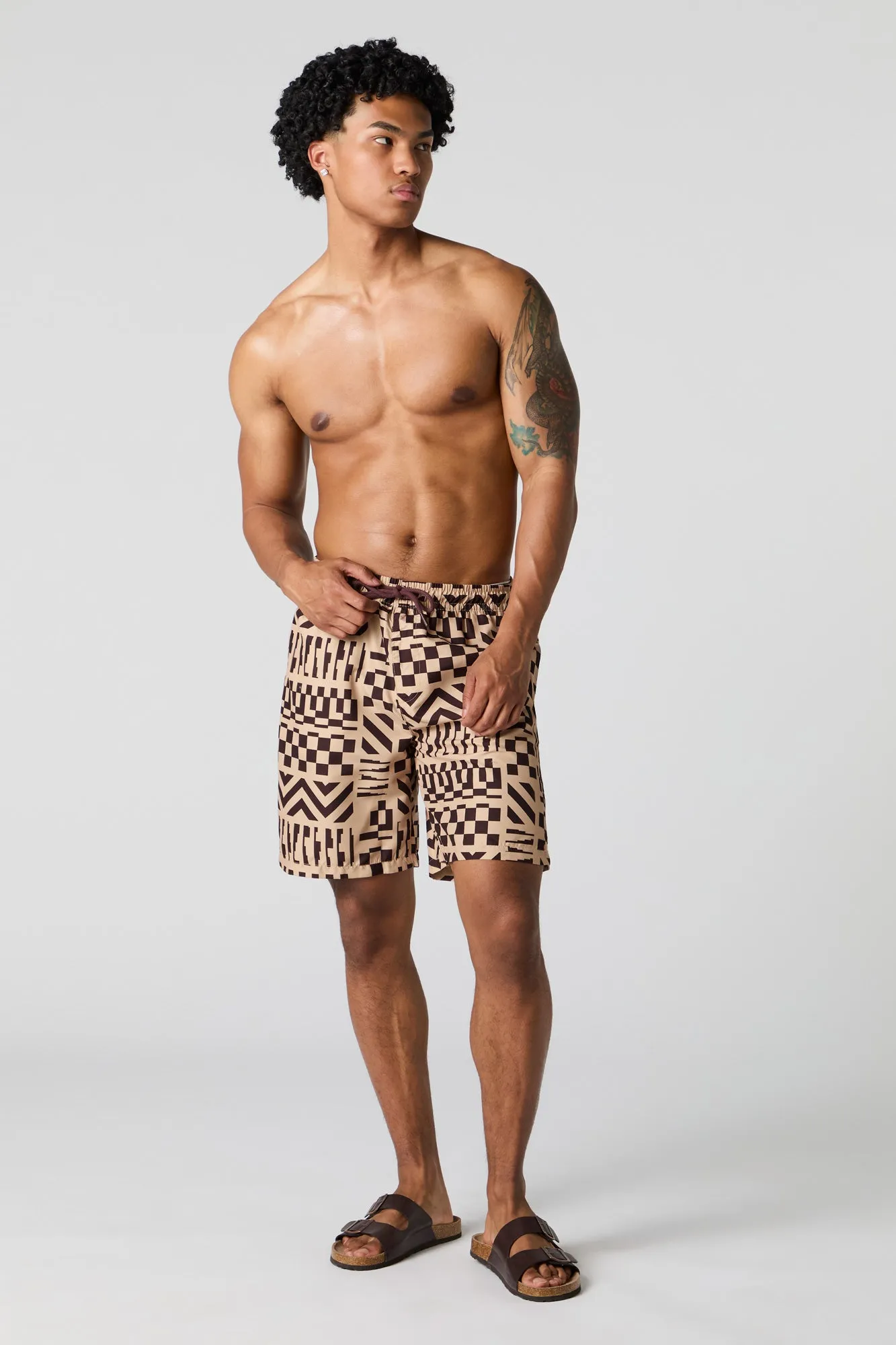 Abstract Checkered Print Swim Short sold by Urban Planet product image thumbnail 2