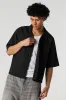Textured Short Sleeve Button-Up Top sold by Urban Planet