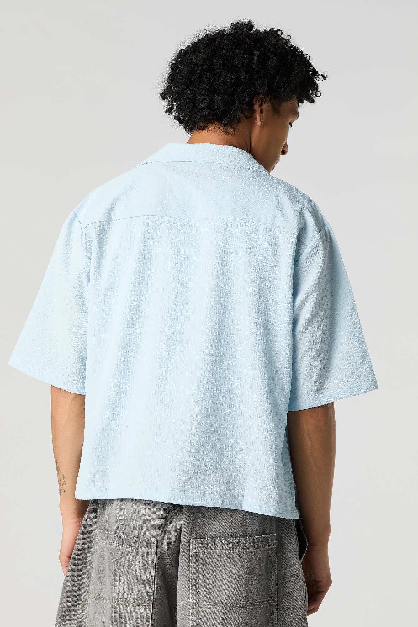 Textured Short Sleeve Button-Up Top sold by Urban Planet product image thumbnail 2