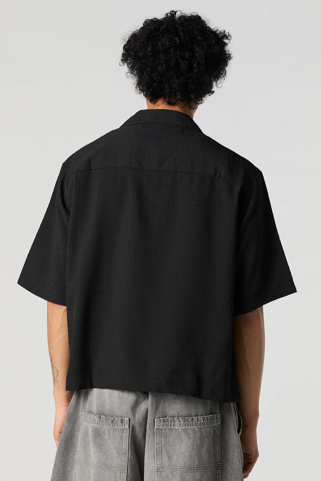Textured Short Sleeve Button-Up Top sold by Urban Planet product image thumbnail 5