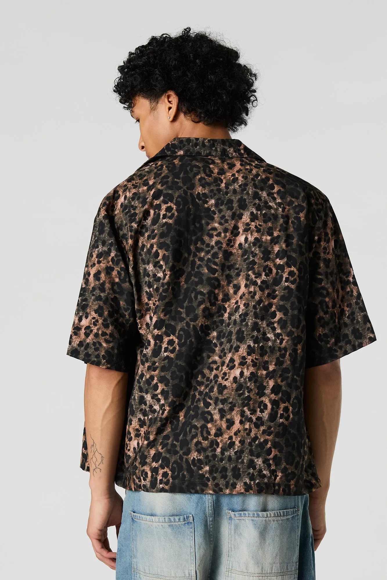 Cheetah Print Short Sleeve Button-Up Top sold by Urban Planet product image thumbnail 2