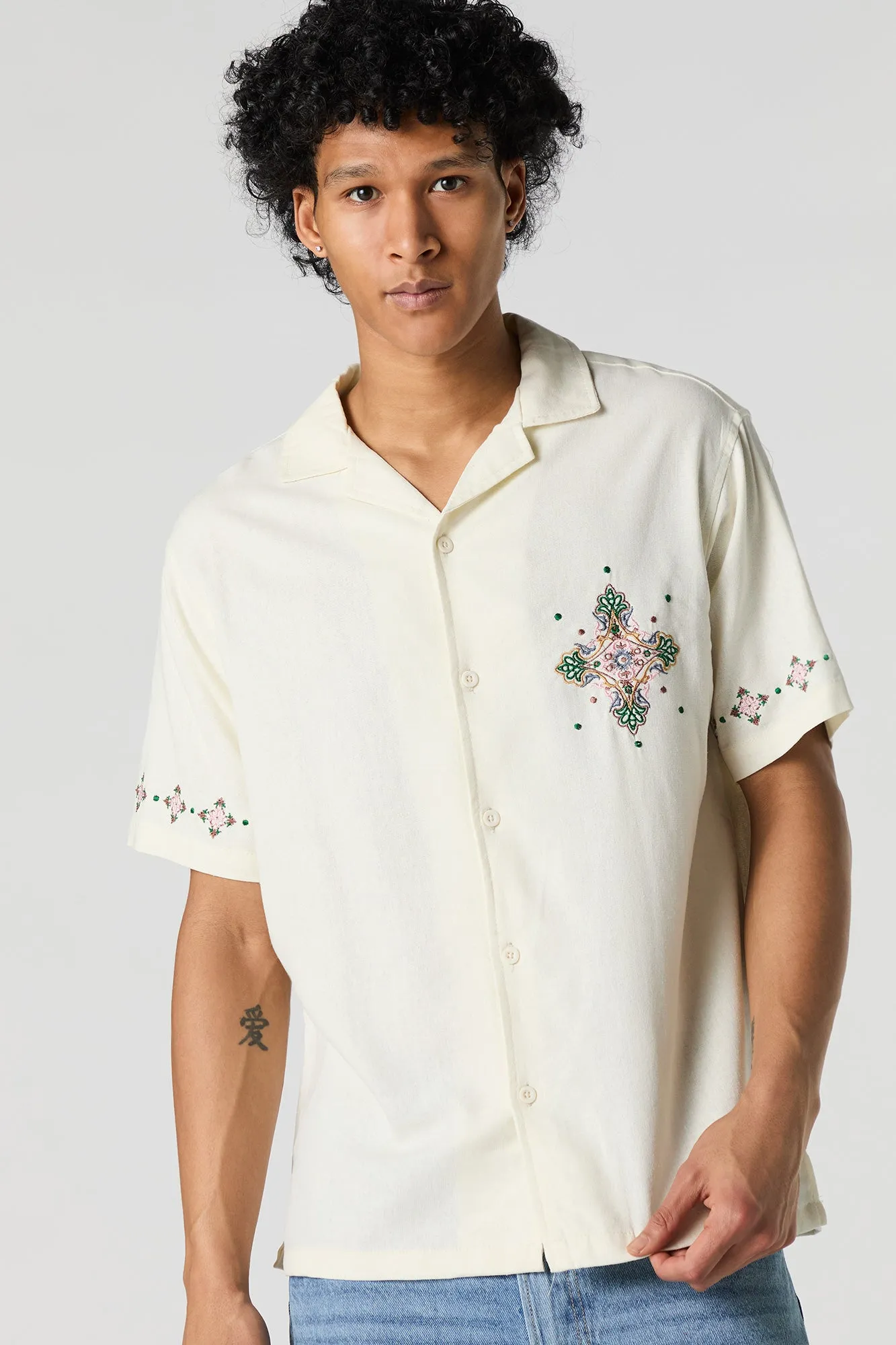 Linen-Blend Embroidered Button-Up Top sold by Urban Planet product image thumbnail 5