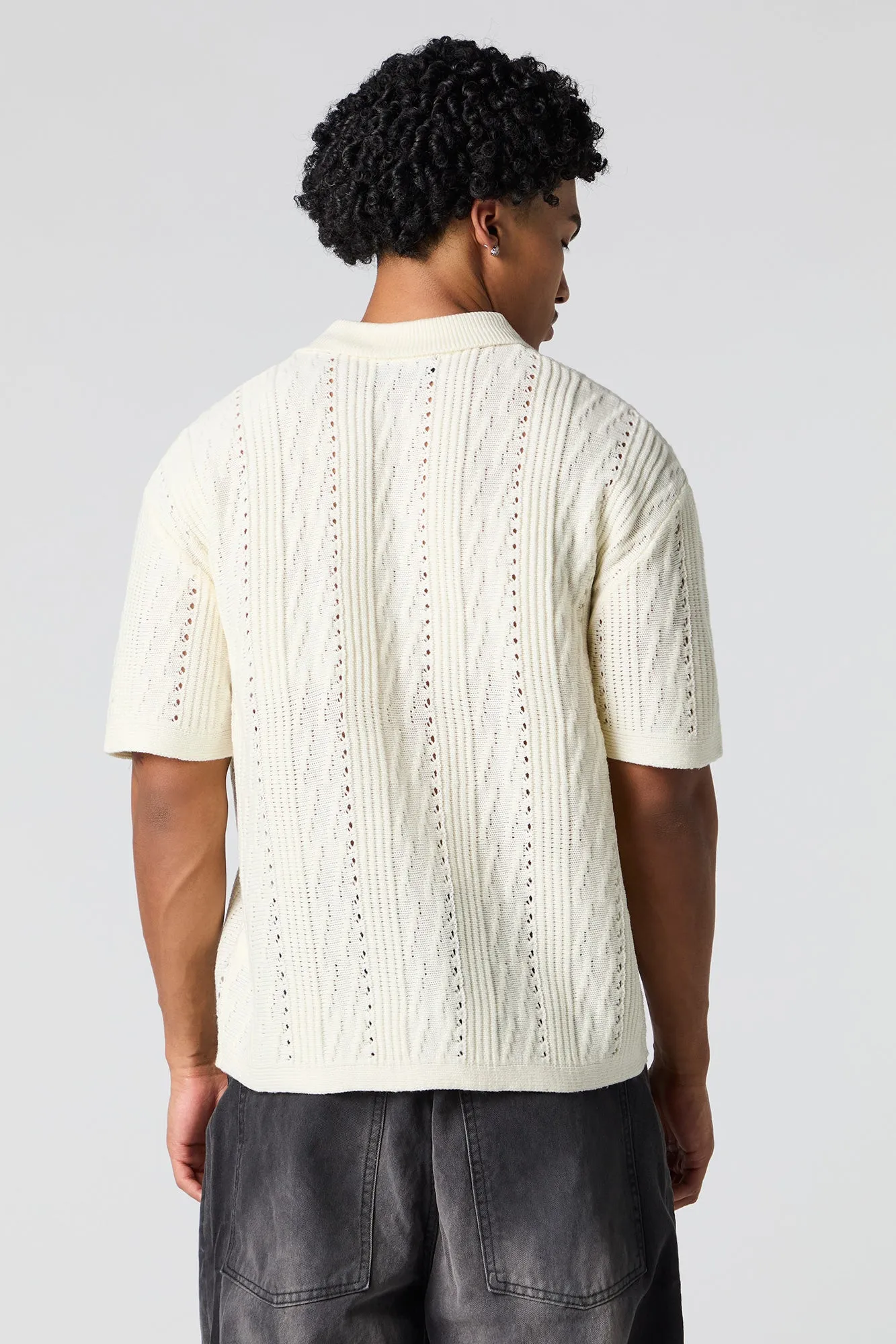 Textured Open Knit Polo sold by Urban Planet product image thumbnail 2