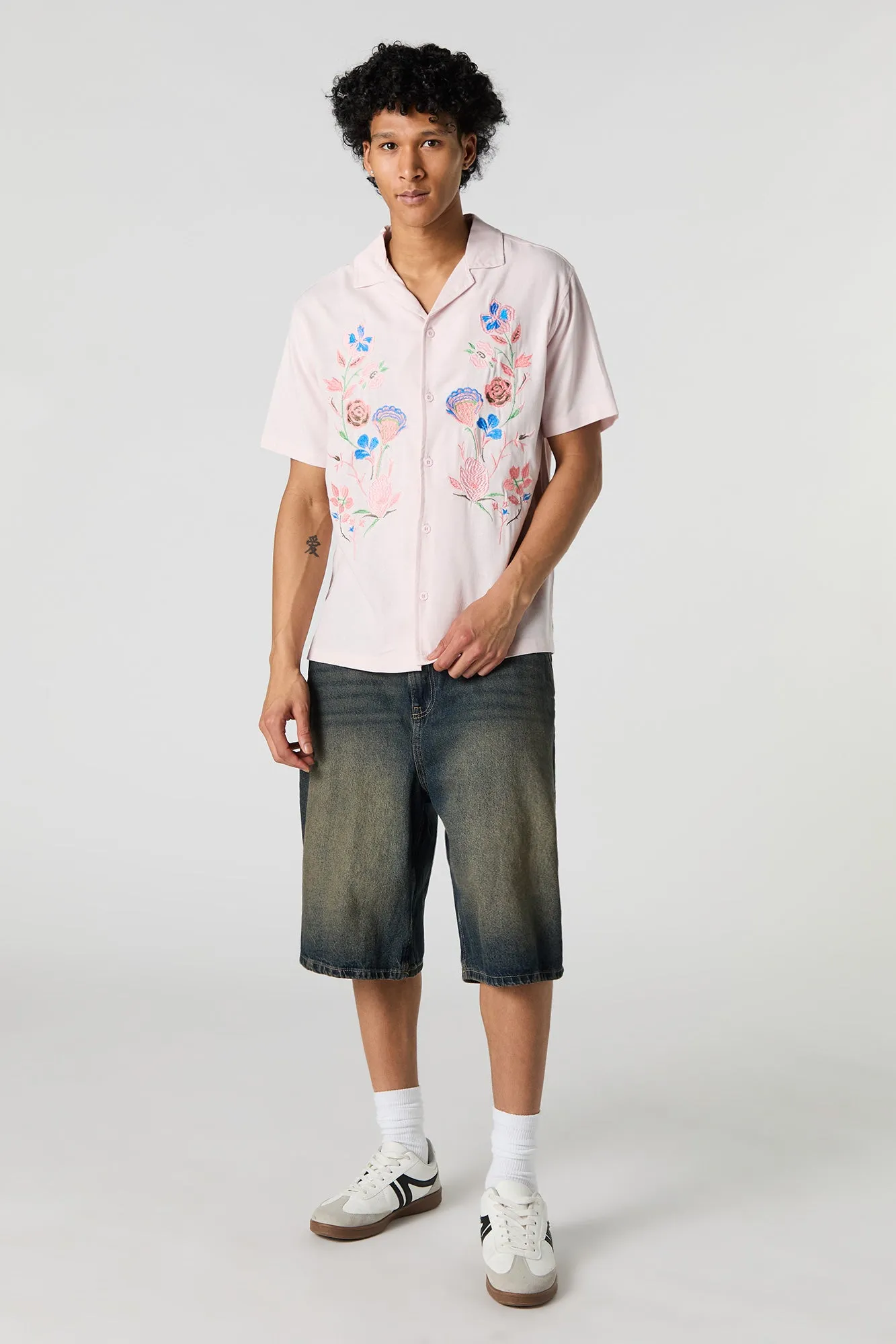 Linen-Blend Floral Embroidered Button-Up Top sold by Urban Planet product image thumbnail 3