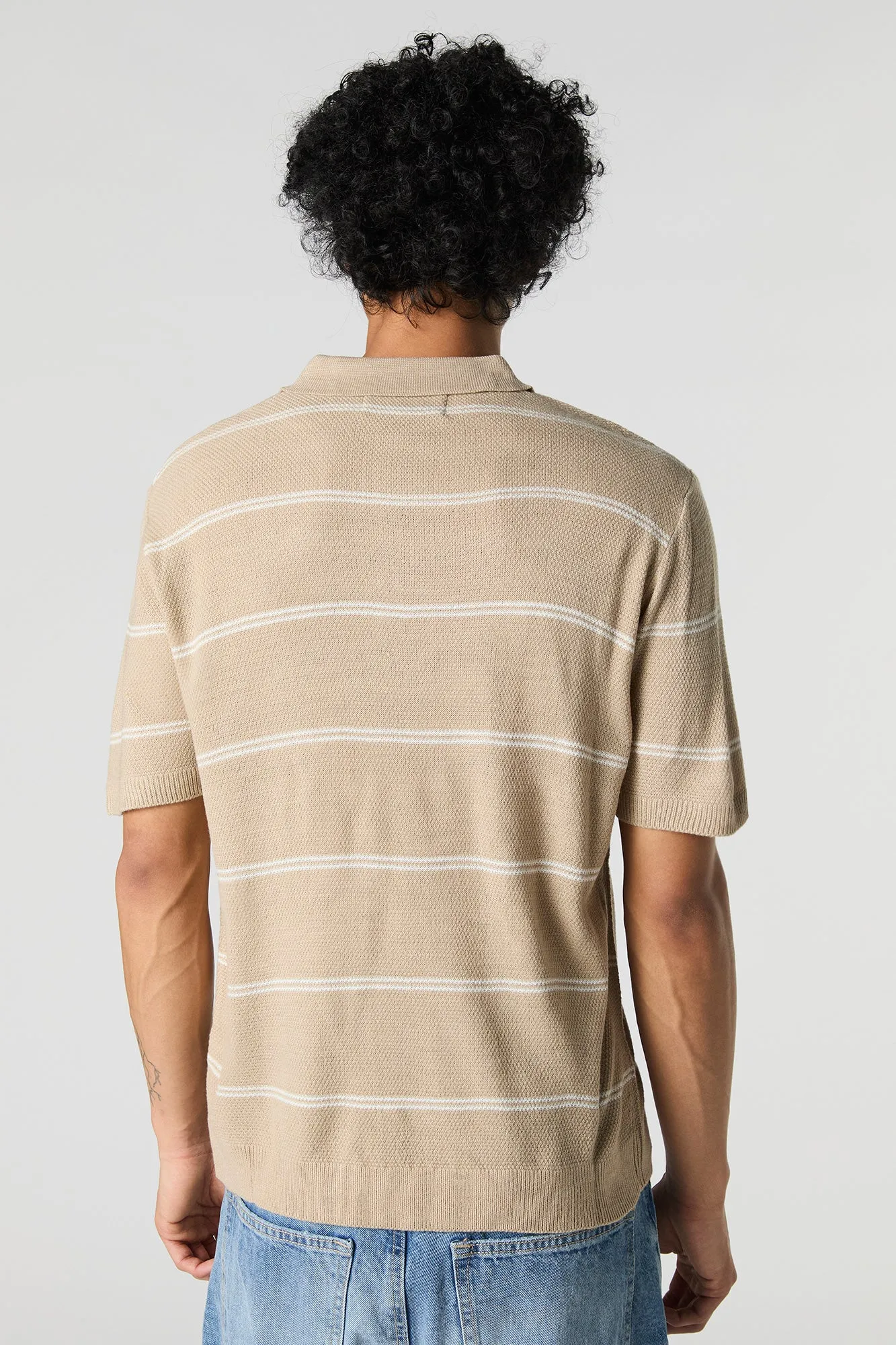 Striped Textured Knit Polo sold by Urban Planet product image thumbnail 5
