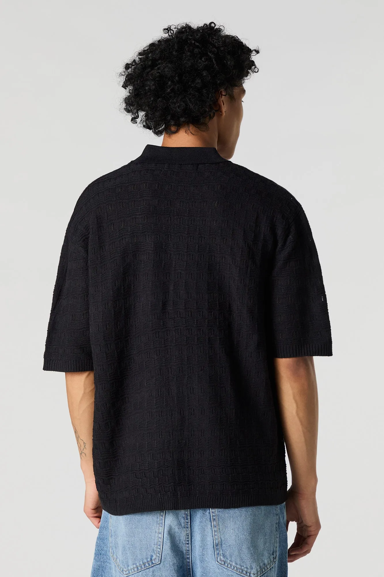 Textured Open Knit Button-Up Top sold by Urban Planet product image thumbnail 5