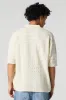 Textured Open Knit Button-Up Top sold by Urban Planet