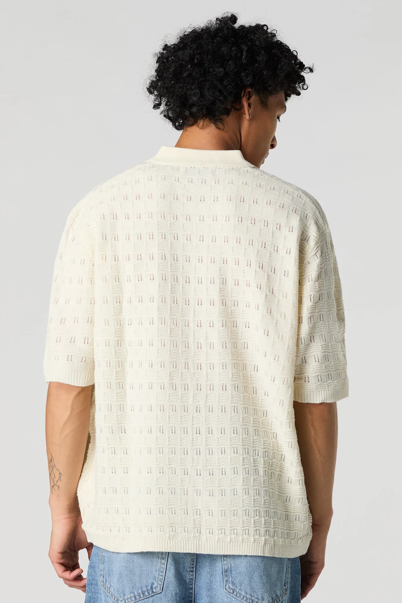 Haut texturé boutonné en tricot ouvert sold by Urban Planet product image thumbnail 2