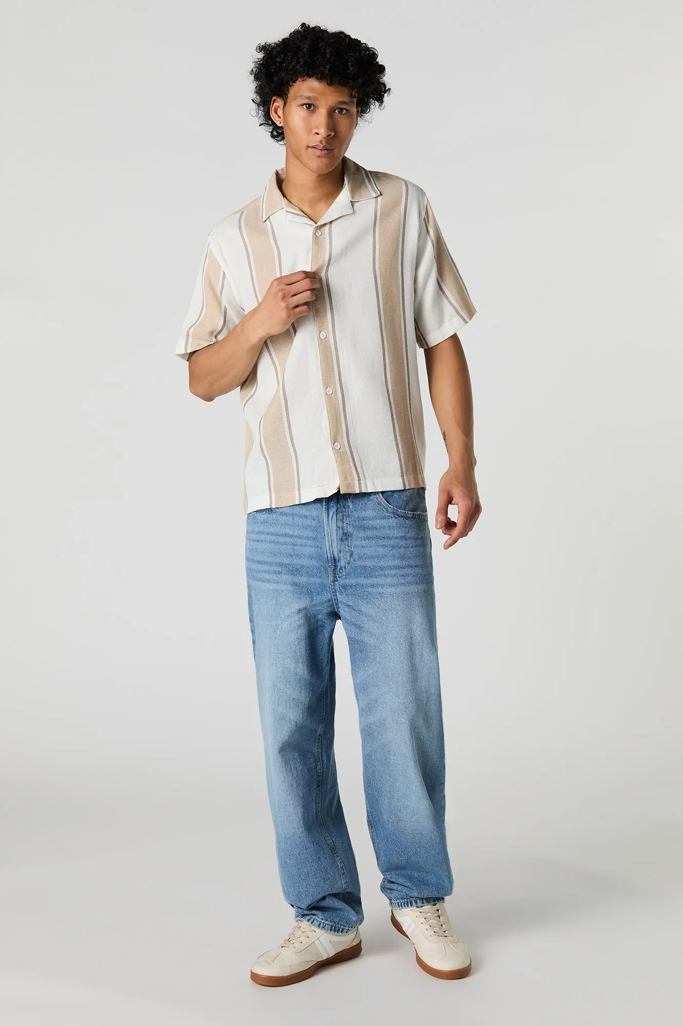 Linen-Blend Striped Button-Up Top sold by Urban Planet product image thumbnail 3