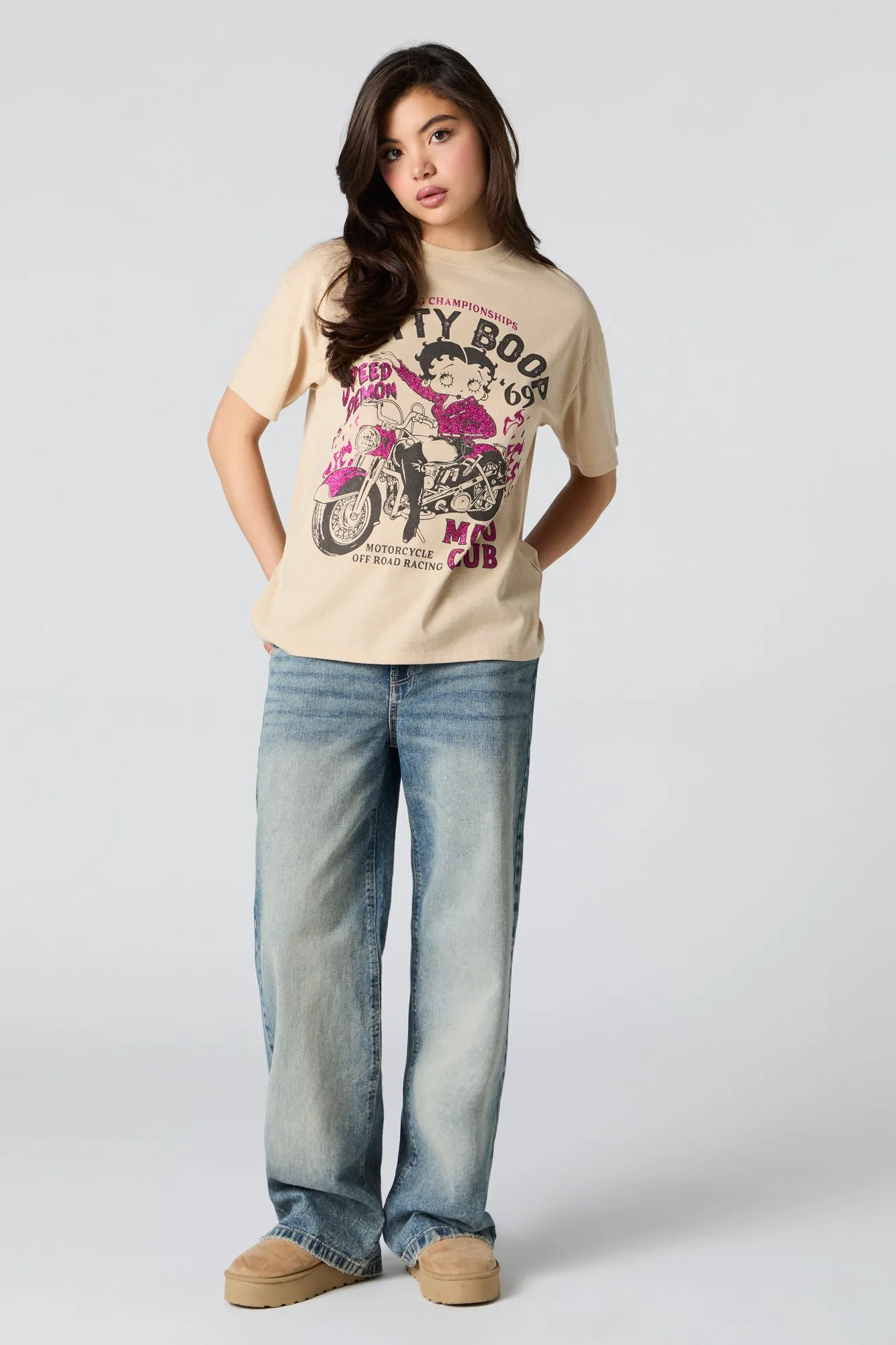 Betty Boop Moto Club Graphic Boyfriend T-Shirt sold by Urban Planet product image thumbnail 3