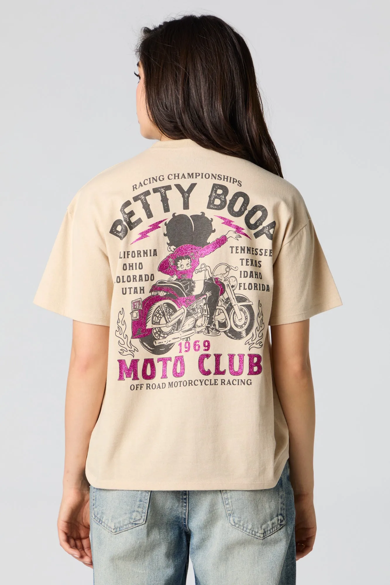 Betty Boop Moto Club Graphic Boyfriend T-Shirt sold by Urban Planet