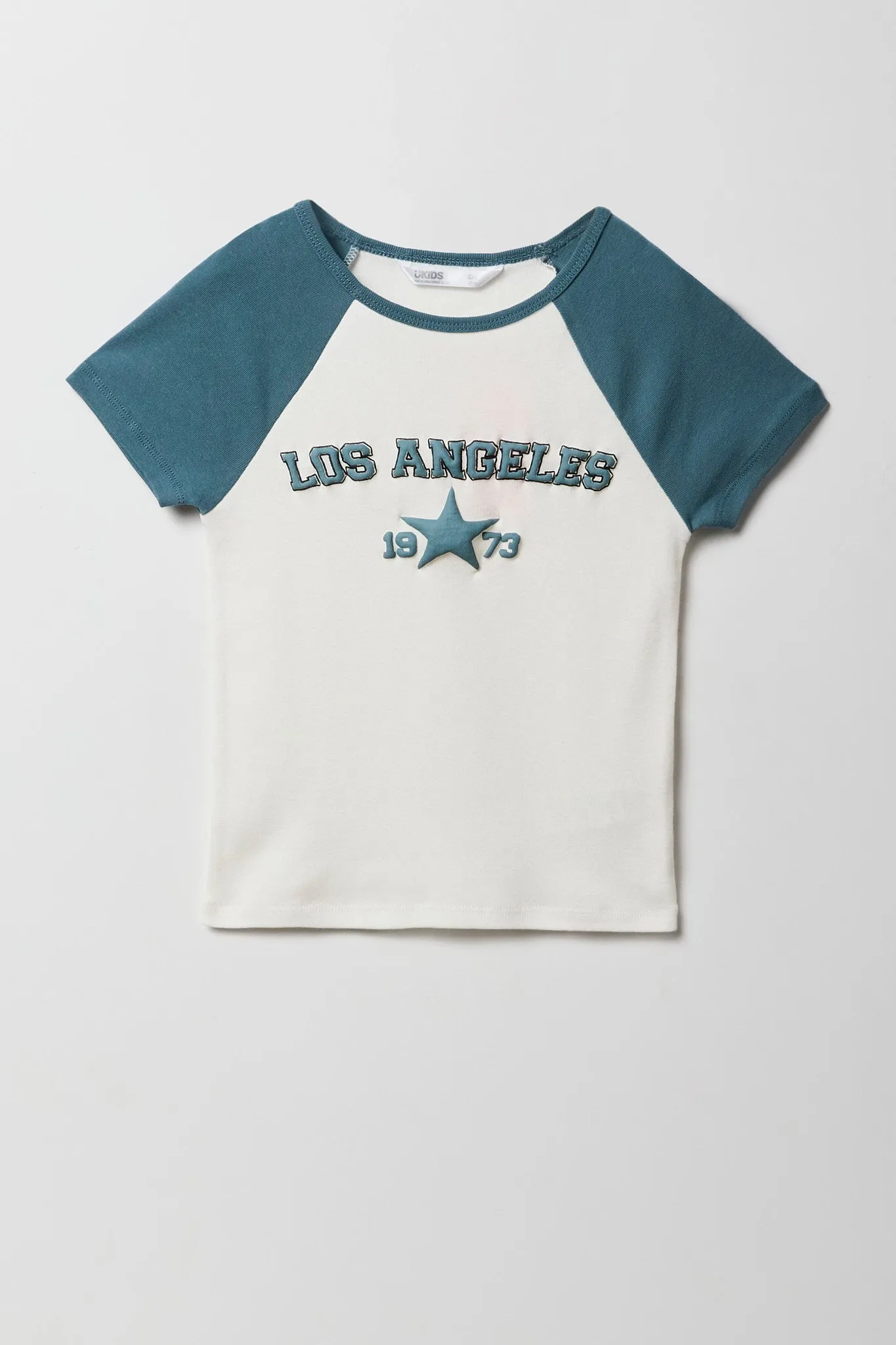 Girls Puff Print Raglan T-Shirt sold by Urban Planet