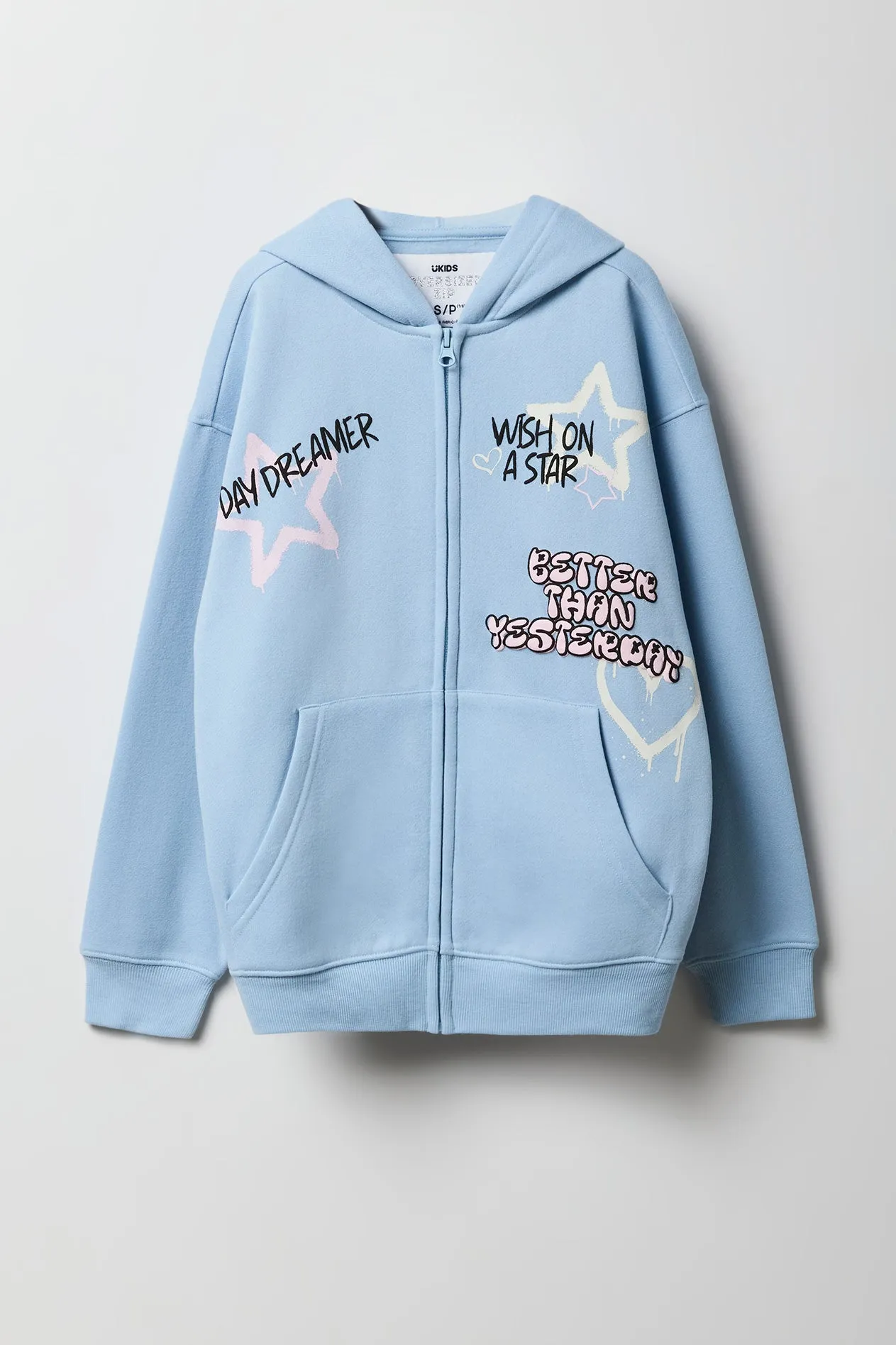 Girls Oversized Puff Print Fleece Zip-Up Hoodie sold by Urban Planet product image thumbnail 4