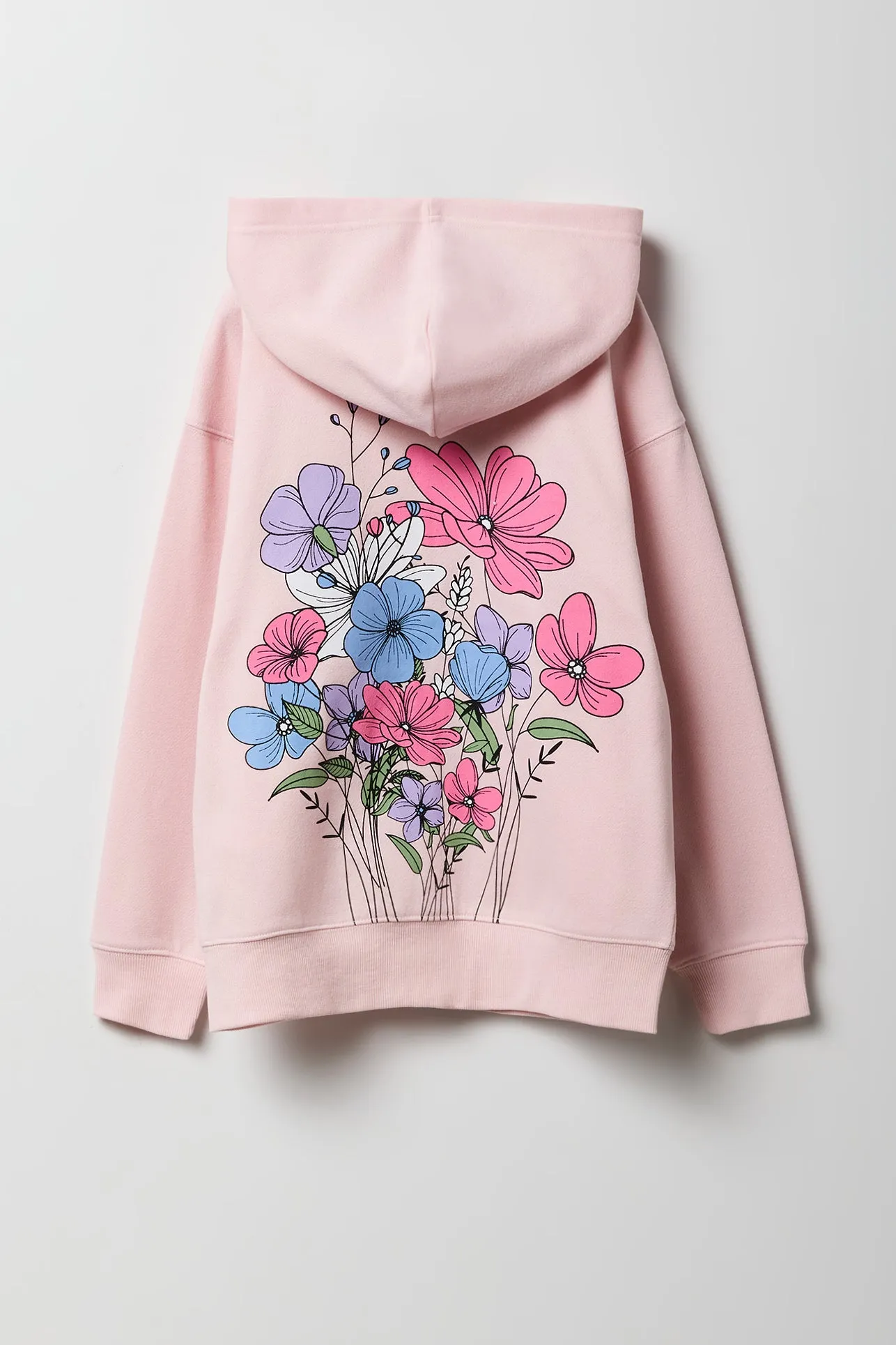 Haut surdimensionné à capuchon en molleton imprimé avec fermeture à glissière pour fille sold by Urban Planet product image thumbnail 5