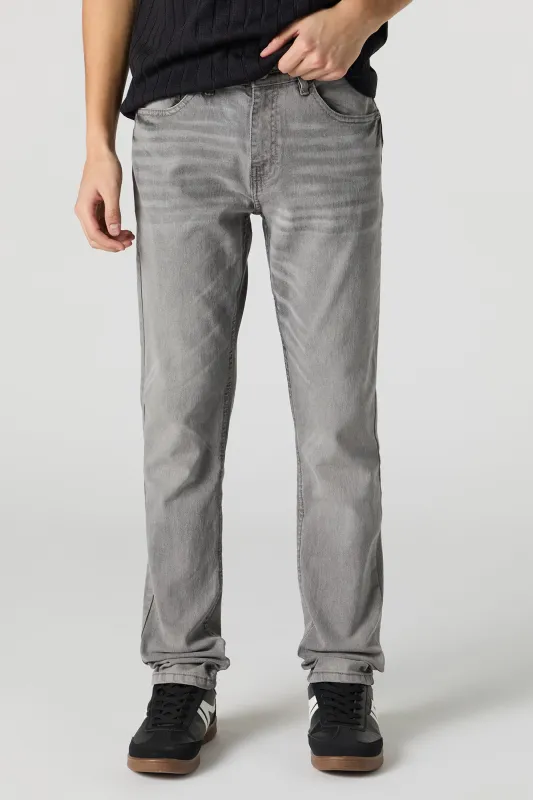Jean mince en denim extensible délavé gris sold by Urban Planet