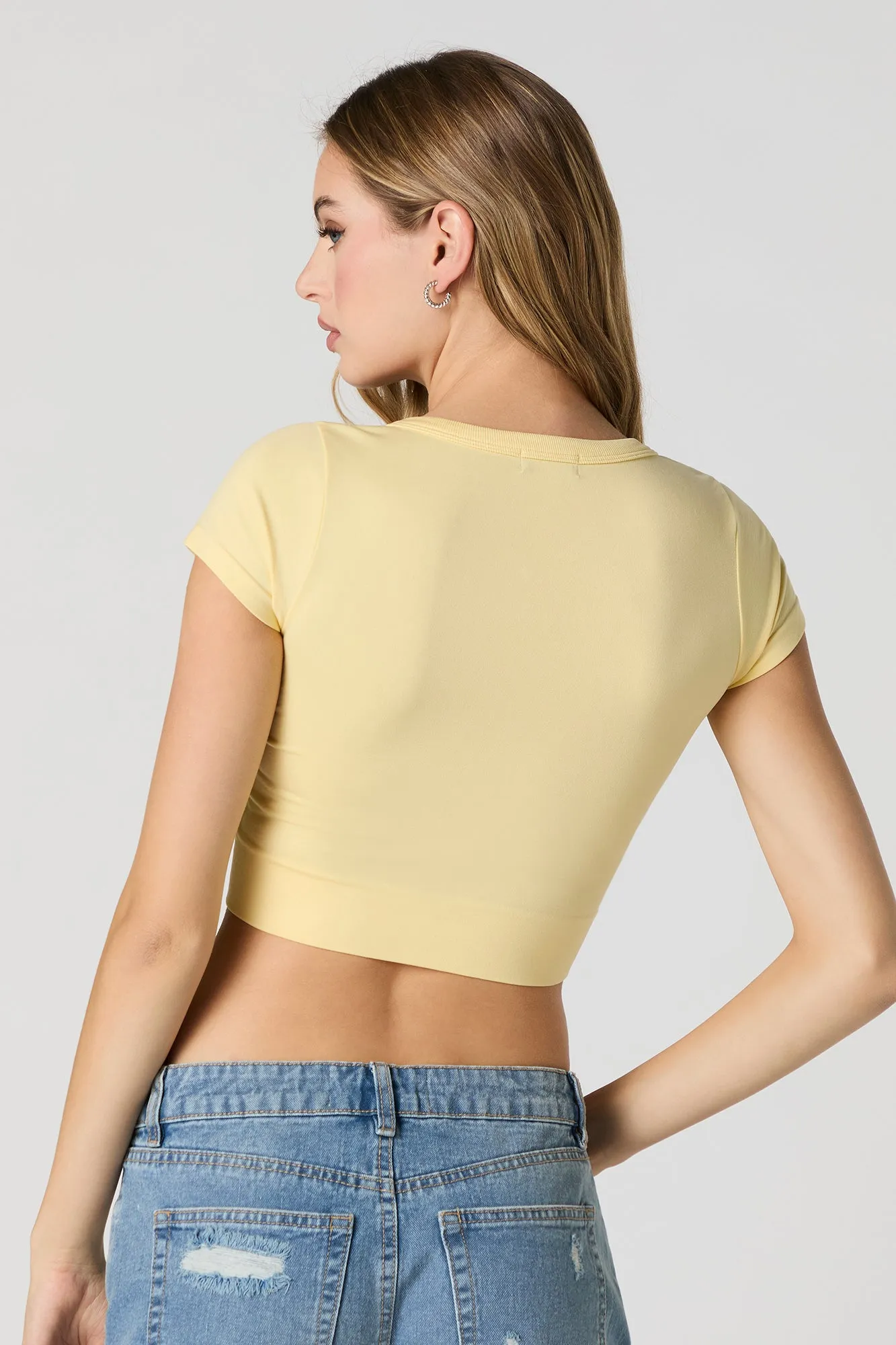 Seamless Square Neck Cropped Short Sleeve Top sold by Urban Planet product image thumbnail 2