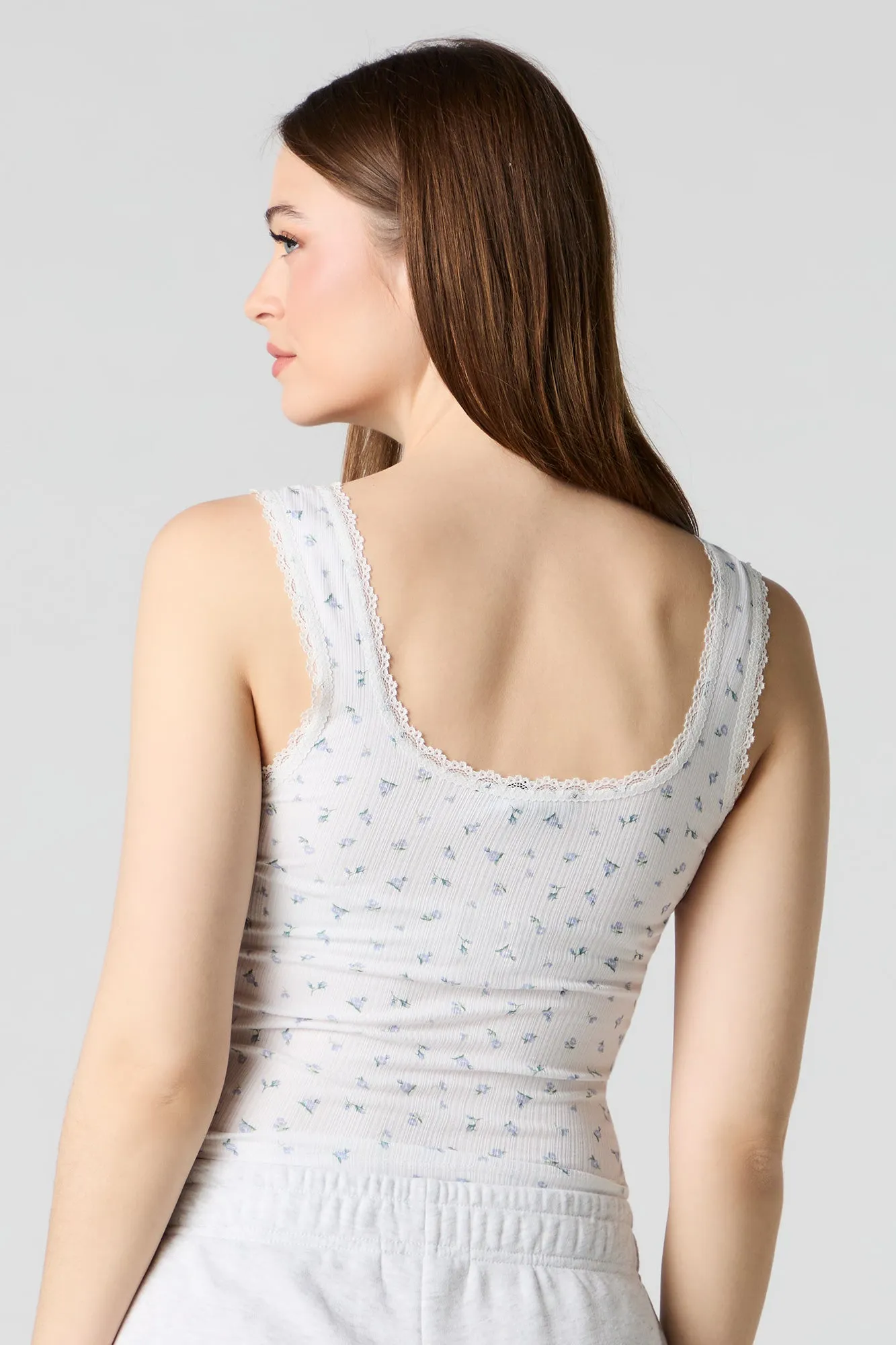 Ribbed Lace Trim Bow Tank sold by Urban Planet product image thumbnail 2