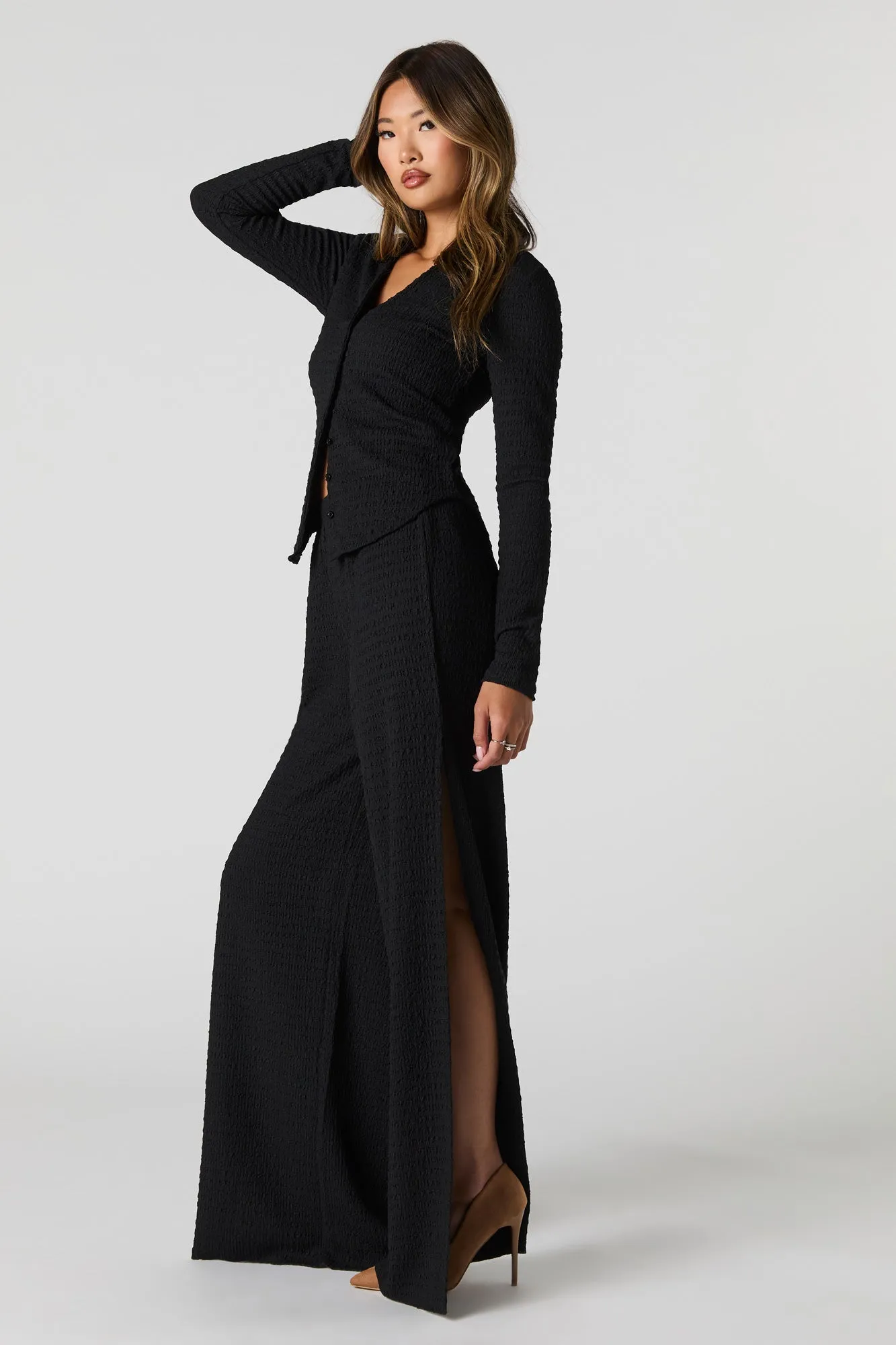 Textured Slit Wide Leg Pant sold by Urban Planet product image thumbnail 4