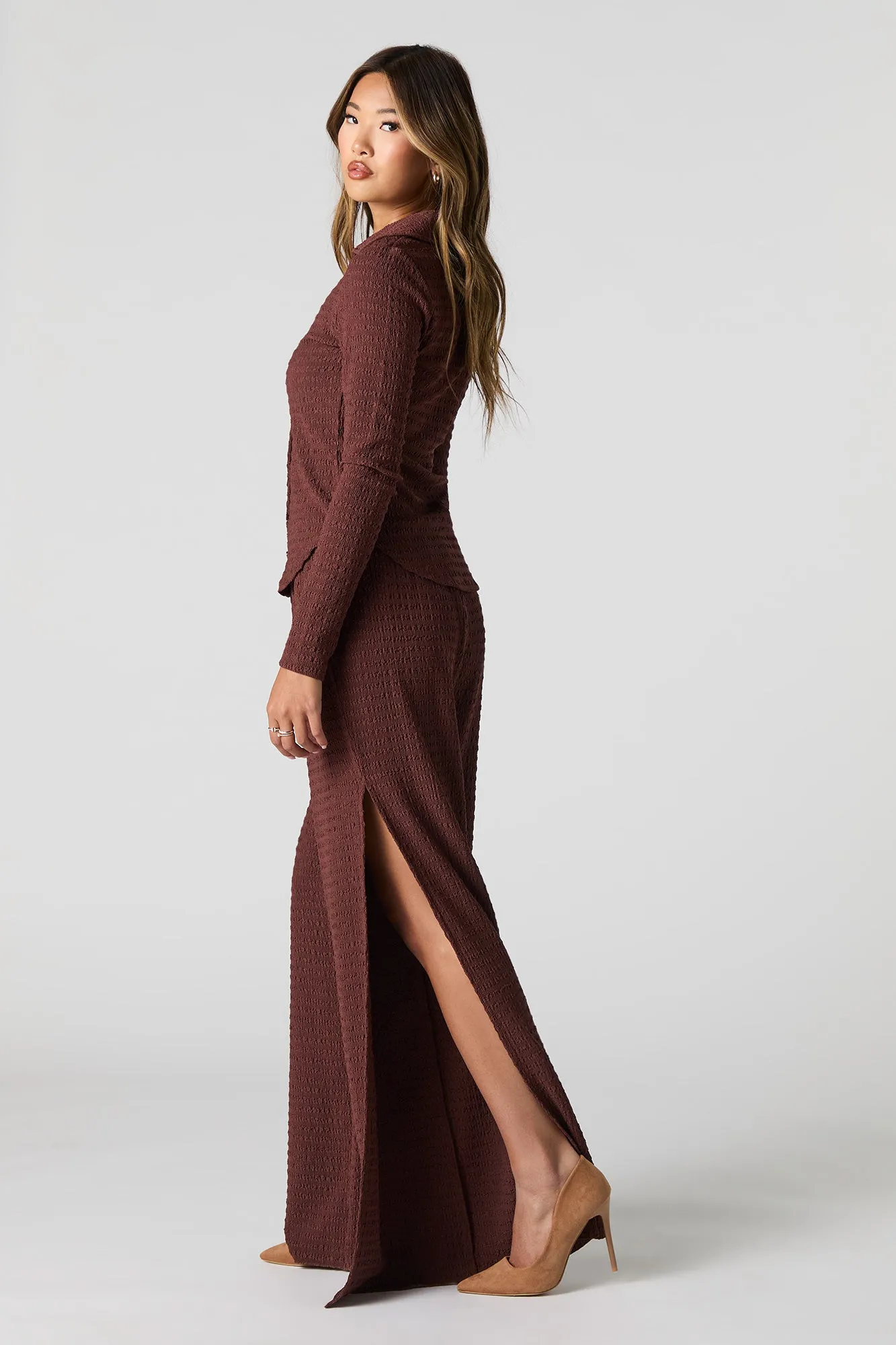 Textured Slit Wide Leg Pant sold by Urban Planet