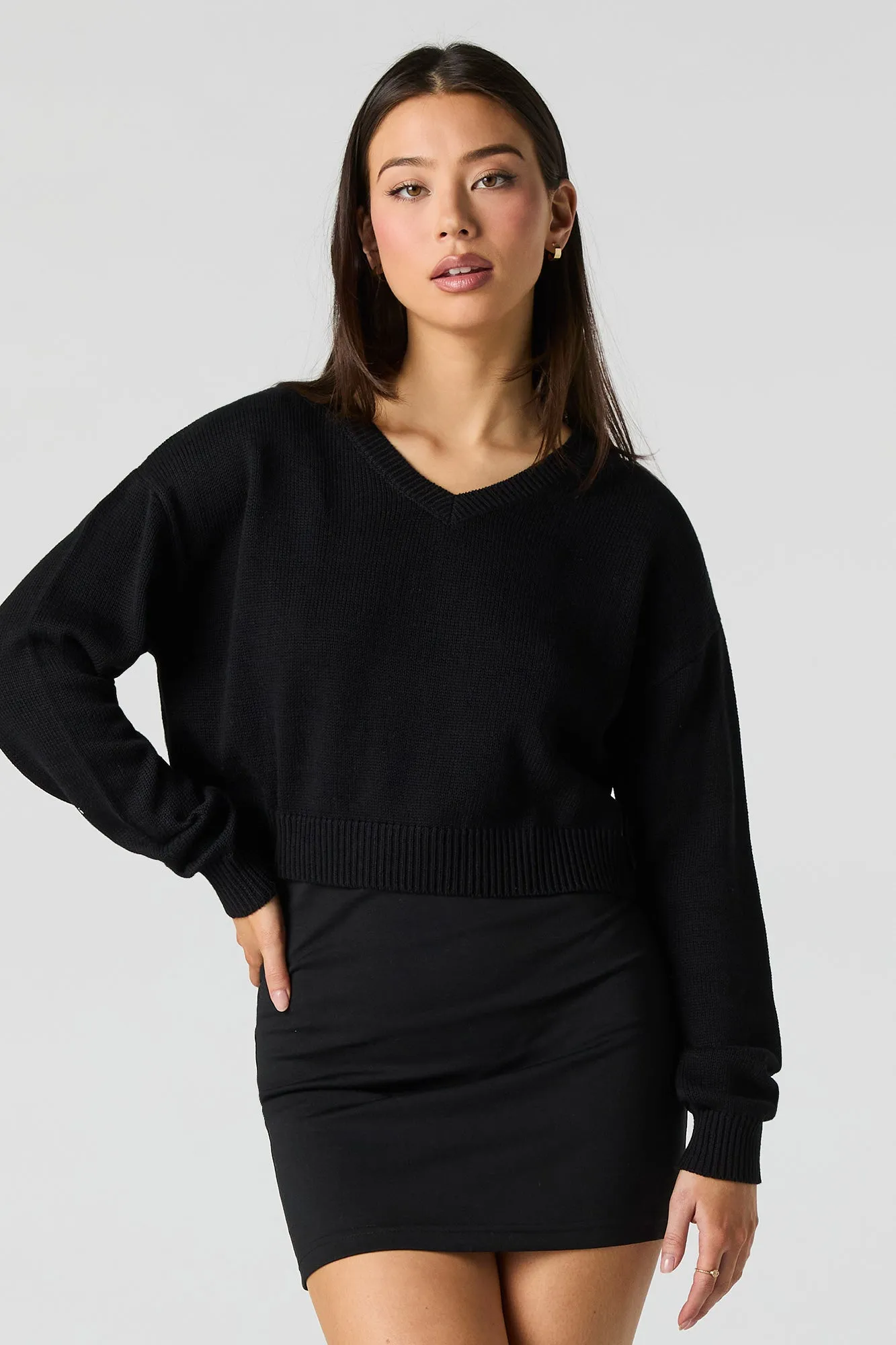 Cropped V-Neck Sweater sold by Urban Planet product image thumbnail 4