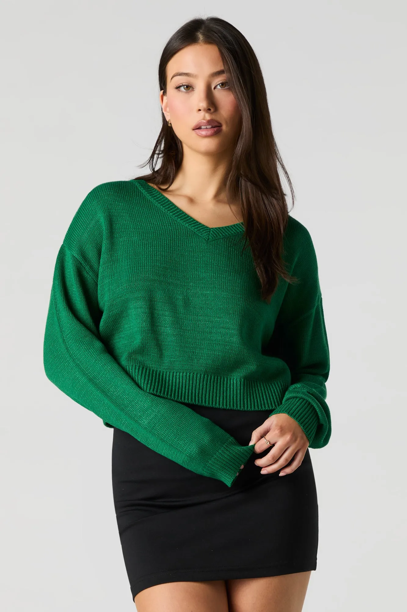 Cropped V-Neck Sweater sold by Urban Planet