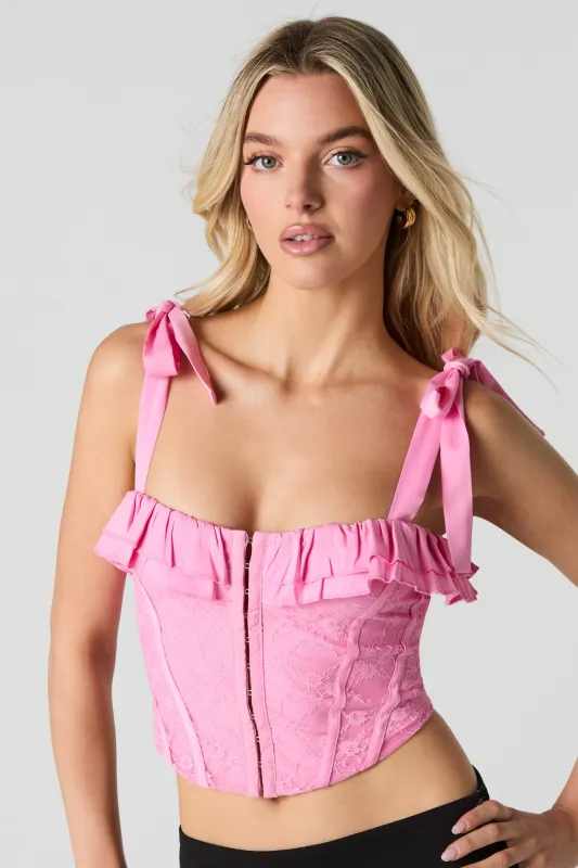 Corset en dentelle fleurie avec bretelles et agrafes sold by Urban Planet