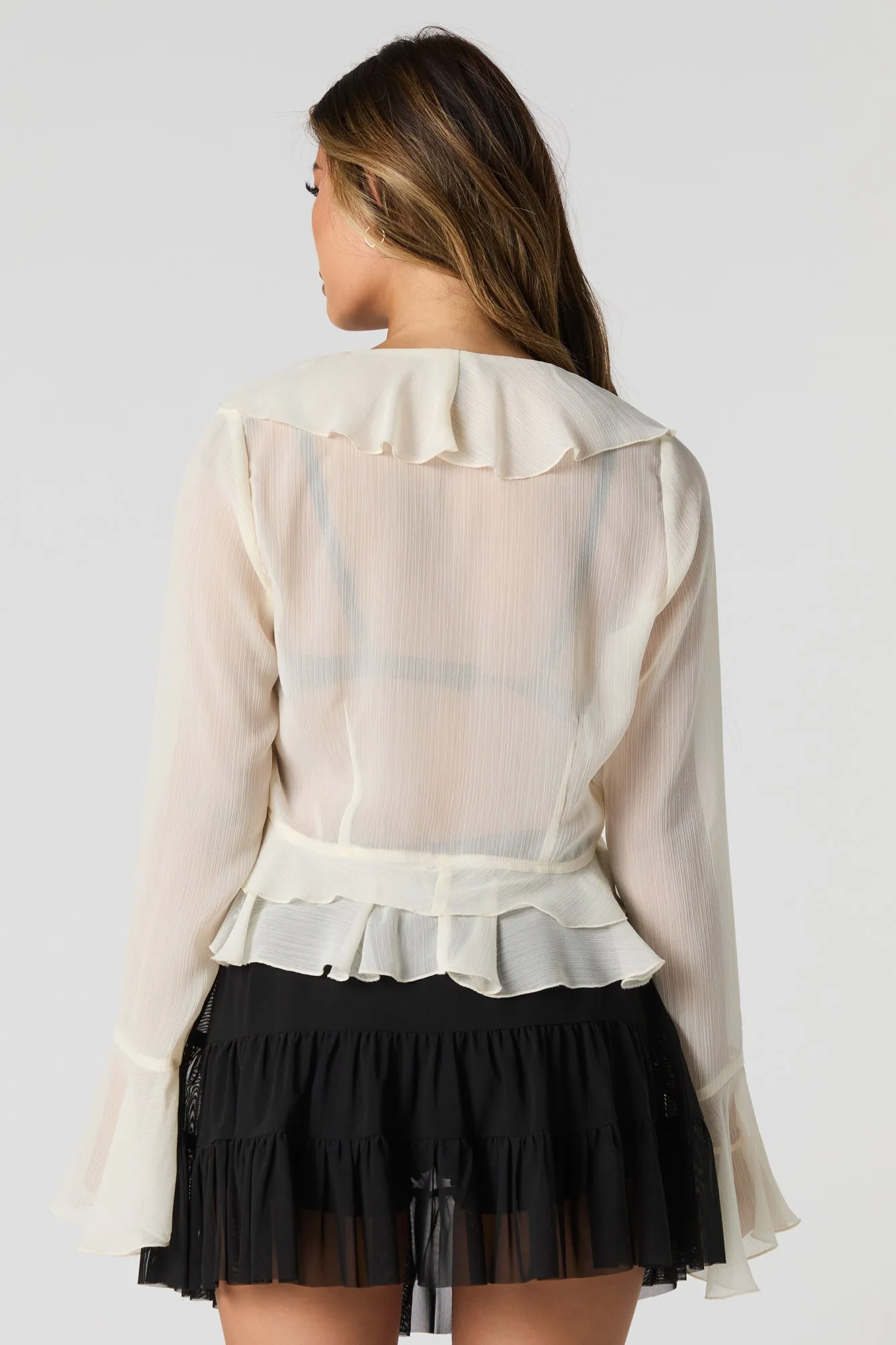 Haut à volants avec attache et manche longue sold by Urban Planet product image thumbnail 2