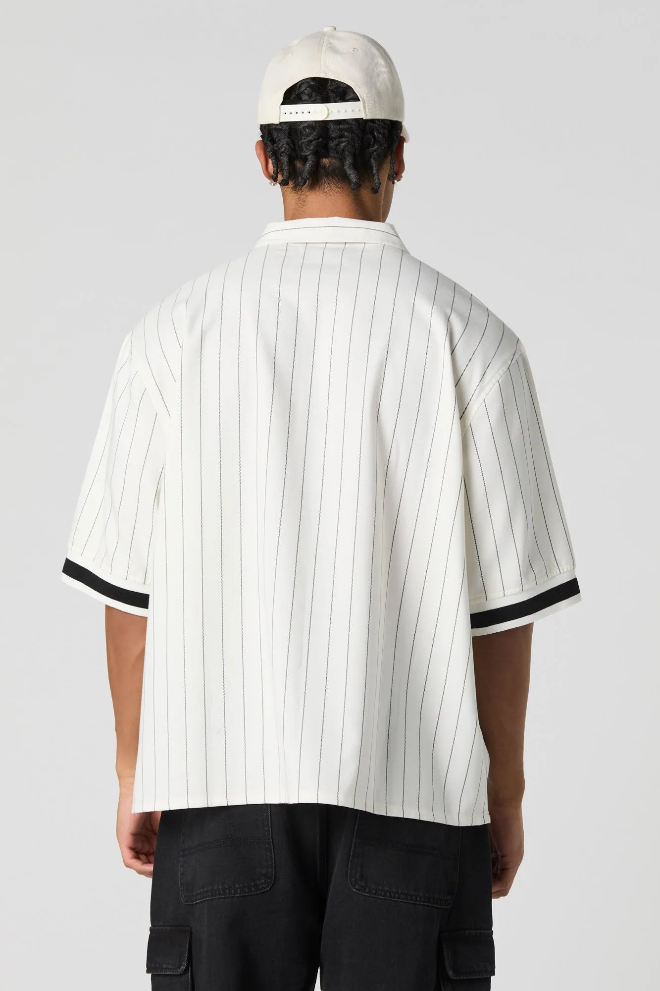 City Graphic Pinstriped Button-Up Top sold by Urban Planet product image thumbnail 2